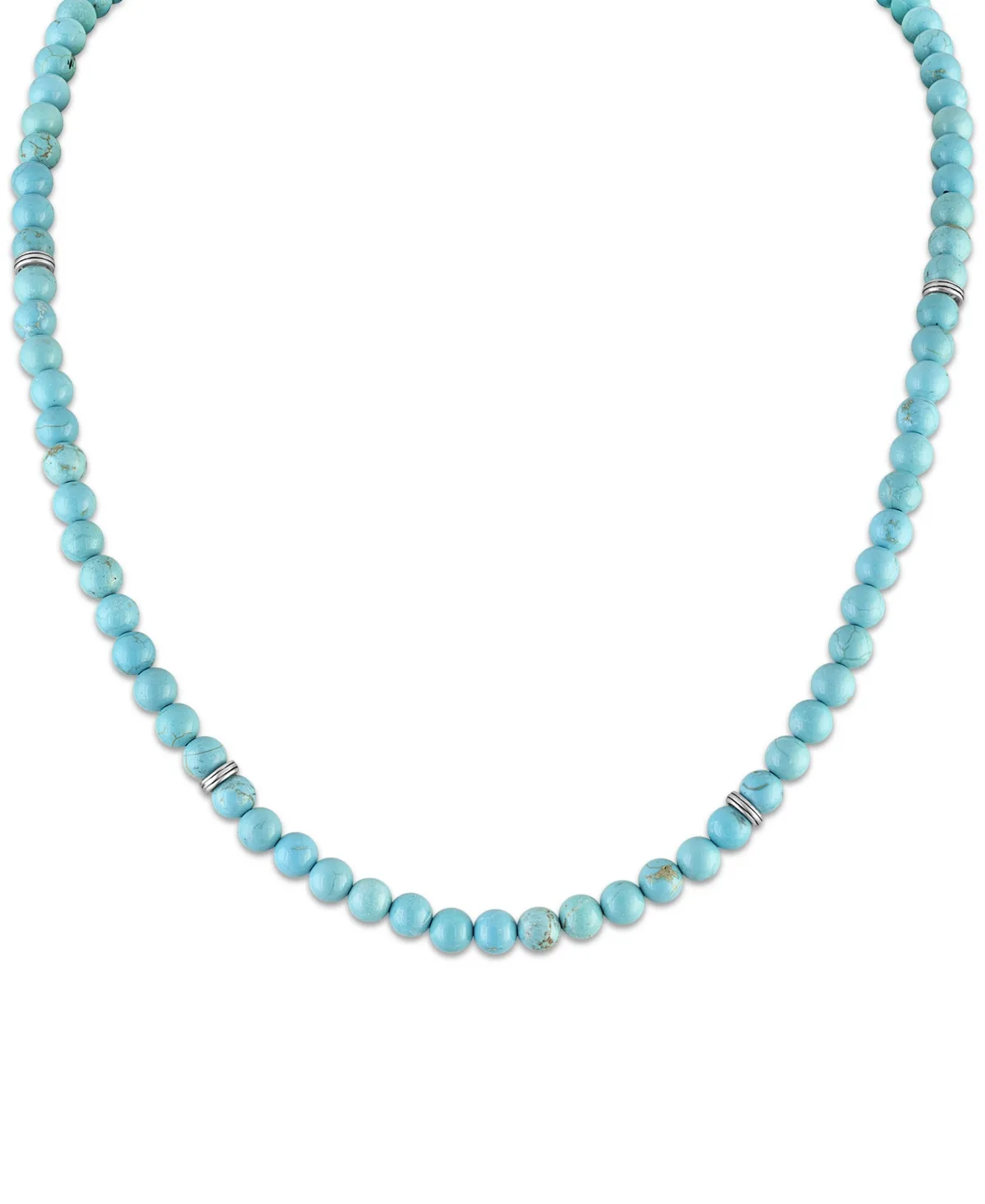 Turquoise Chain Necklace in Sterling Silver and 18k Gold-Plated Sterling Silver by Esquire Mens Jewelry