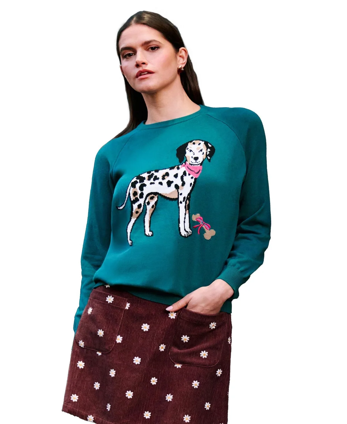 Dalmatian Intarsia Relaxed Crewneck Jumper by Yumi