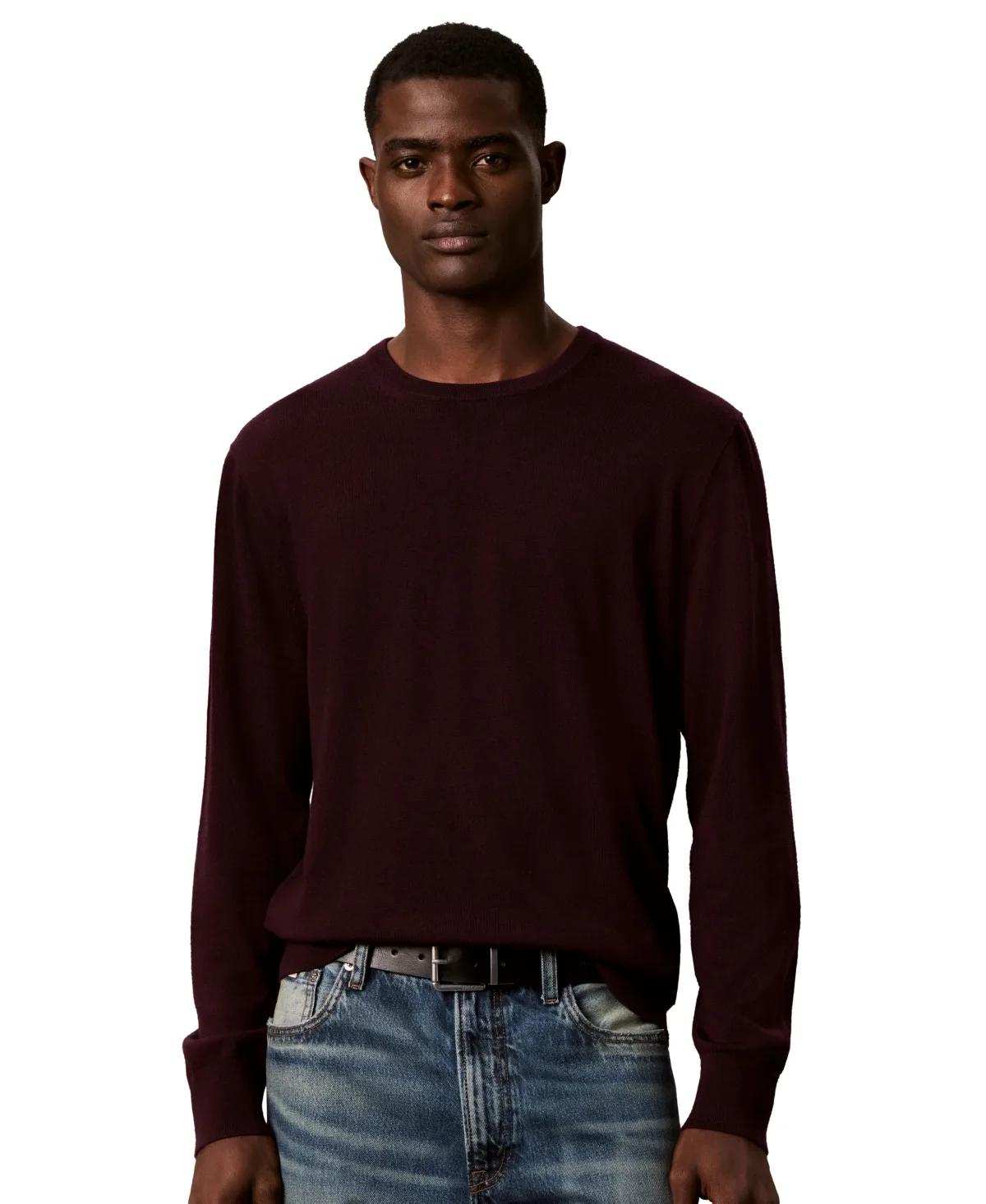 Lightweight Merino Wool Crewneck Sweater by Calvin Klein