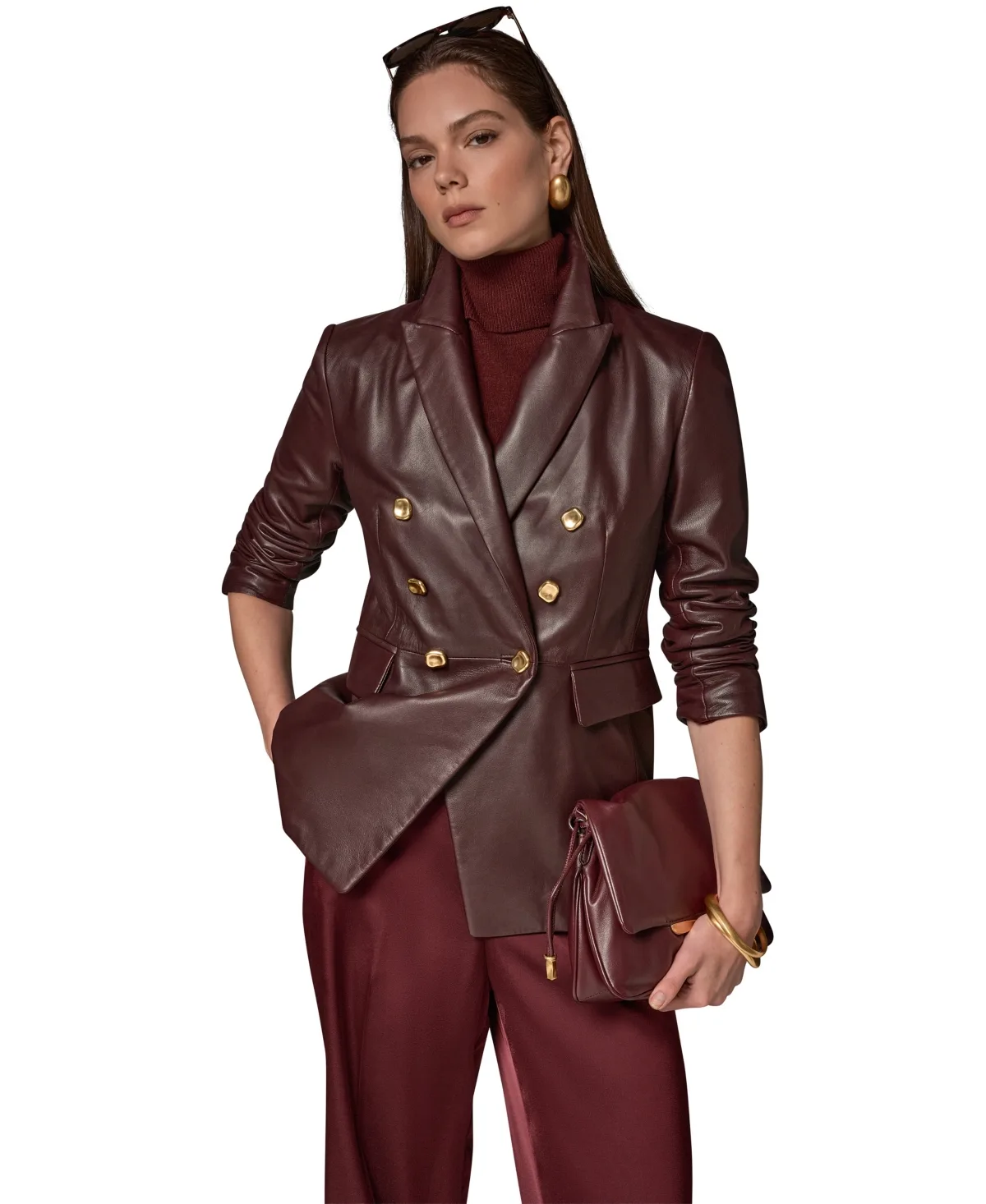 Leather Blazer Coat by Donna Karan New York