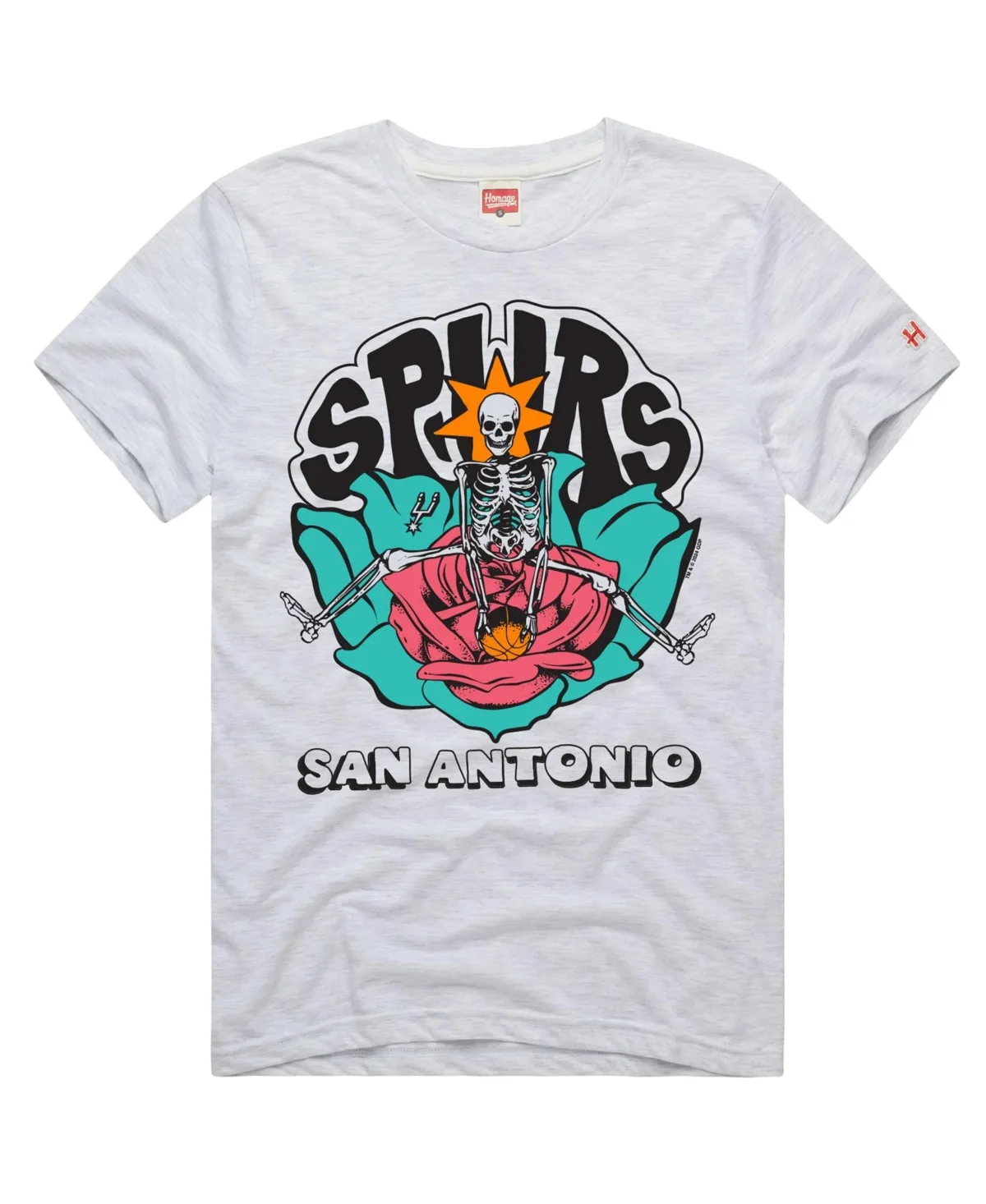 Homage San Antonio Spurs x the Grateful Dead Skeleton Tri-Blend T-Shirt by Homage