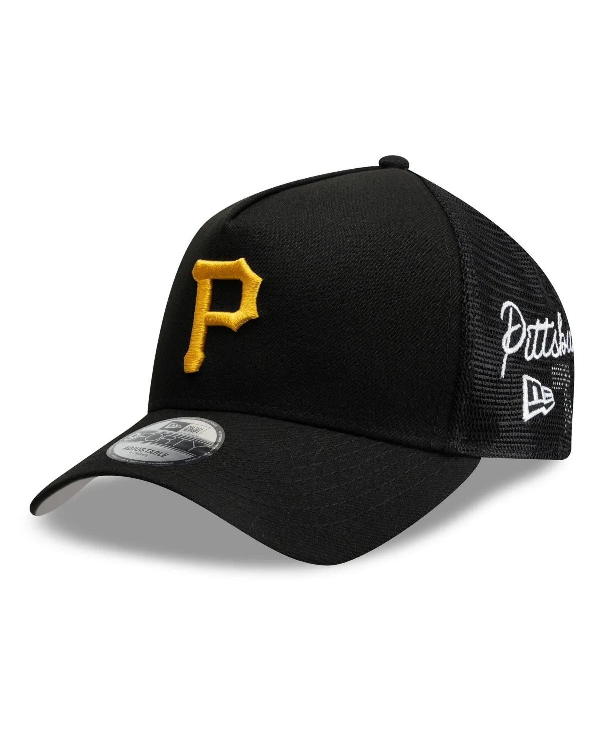 Pittsburgh Pirates Side Script 9FORTY A-Frame Trucker Hat by New Era
