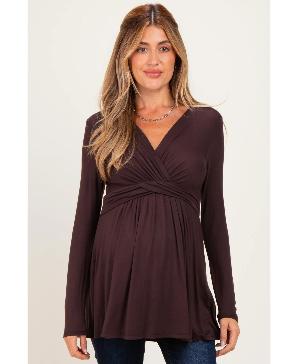 Long-Sleeve Draped-Front Nursing Top by PinkBlush