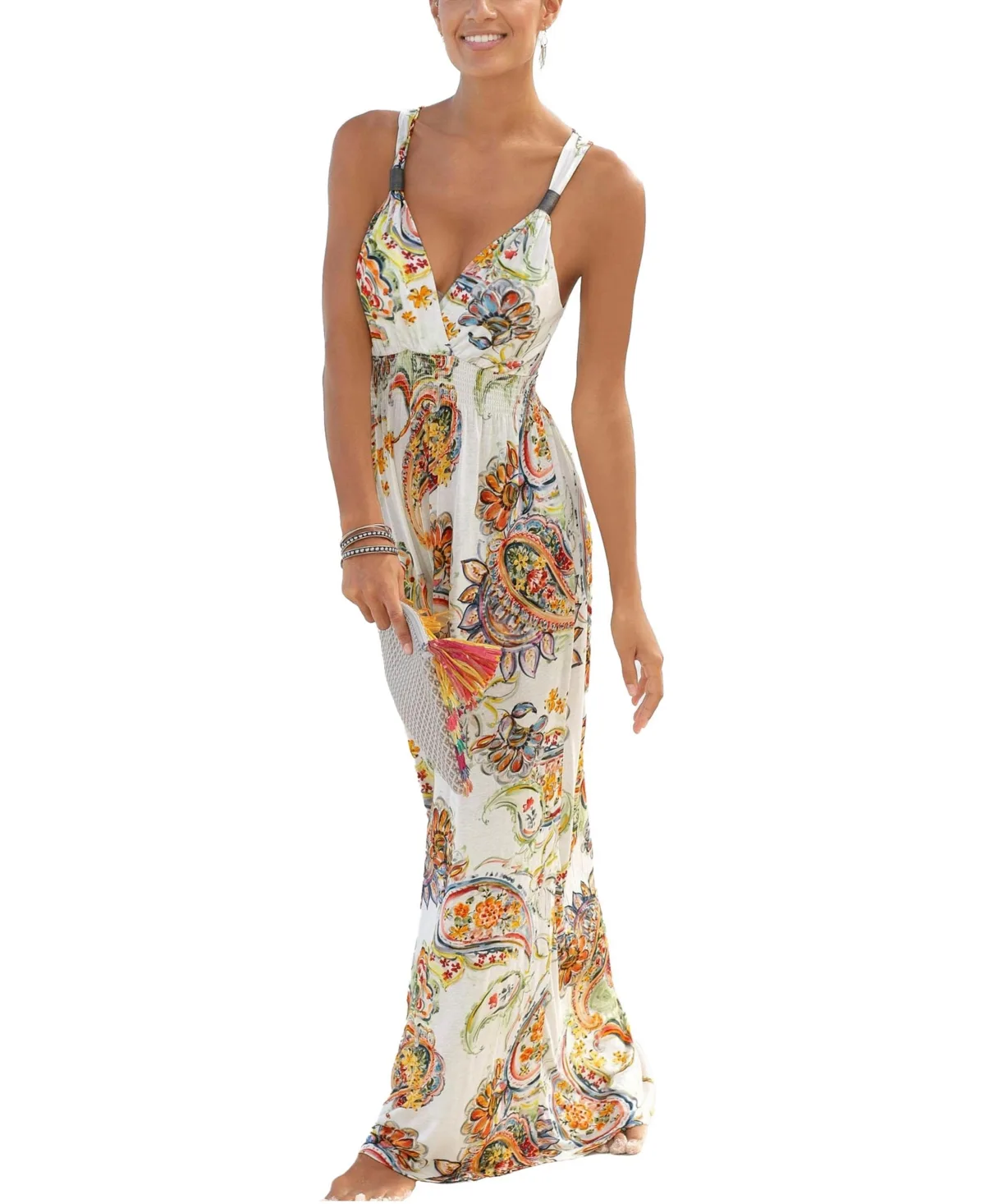 Printed Empire-Waist Sleeveless Maxi Dress by Lascana