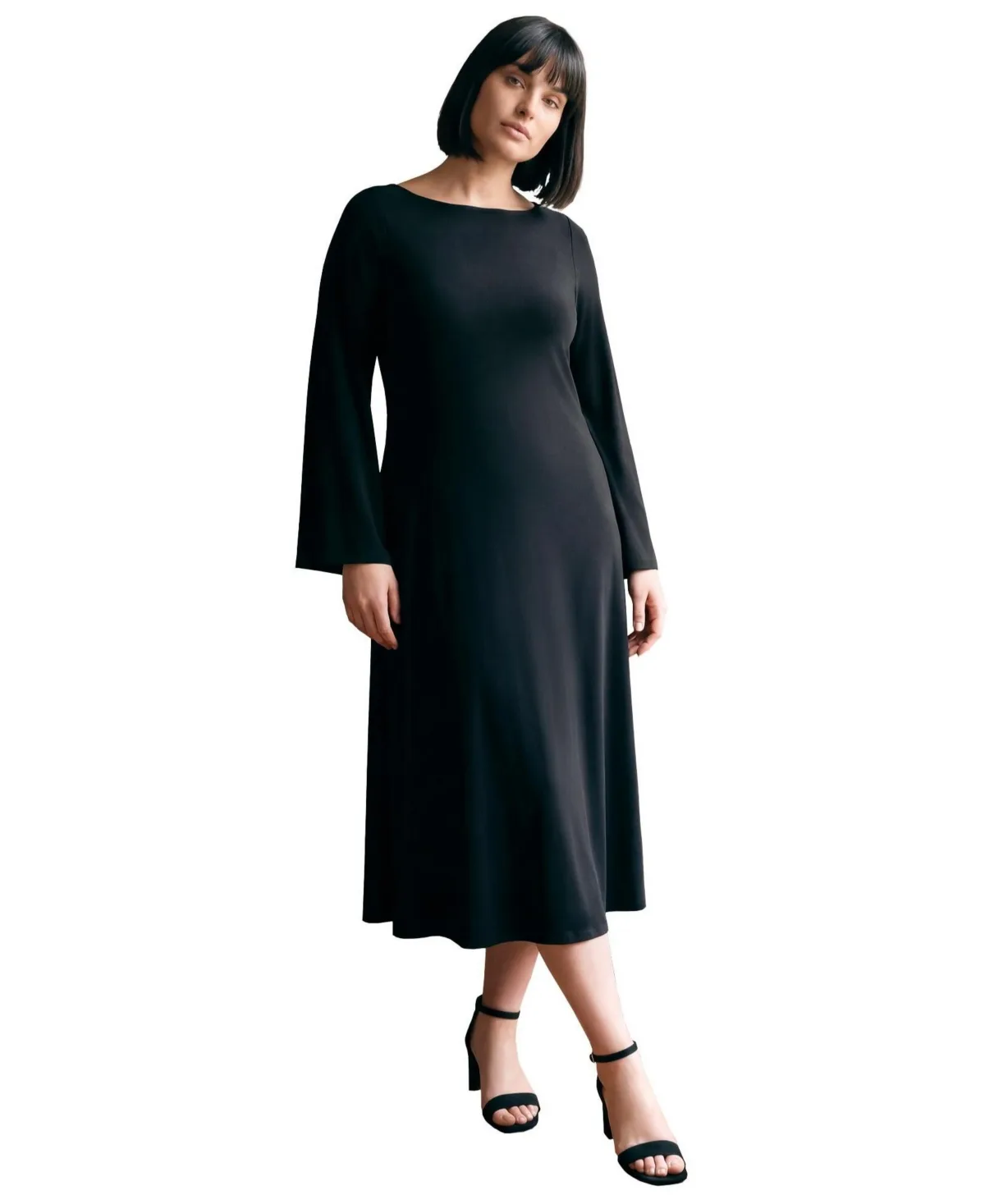 Audrey Long-Sleeve Boat-Neck Midi Dress by Avenue