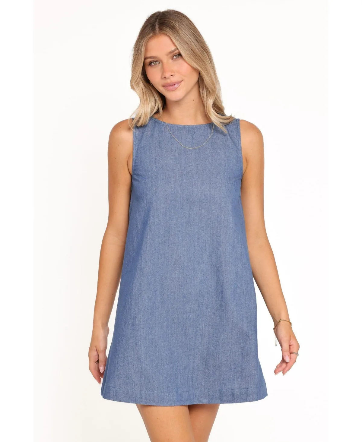 Nicklin Sleeveless Shift Mini Dress - Denim by Petal and Pup