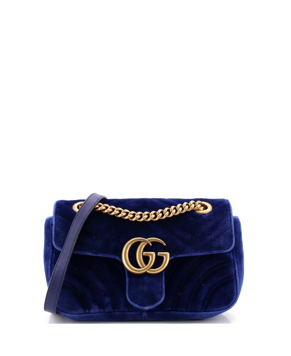 Pre-Owned Gucci Gg Marmont Mini Matelasse Velvet Flap Shoulder Bag
