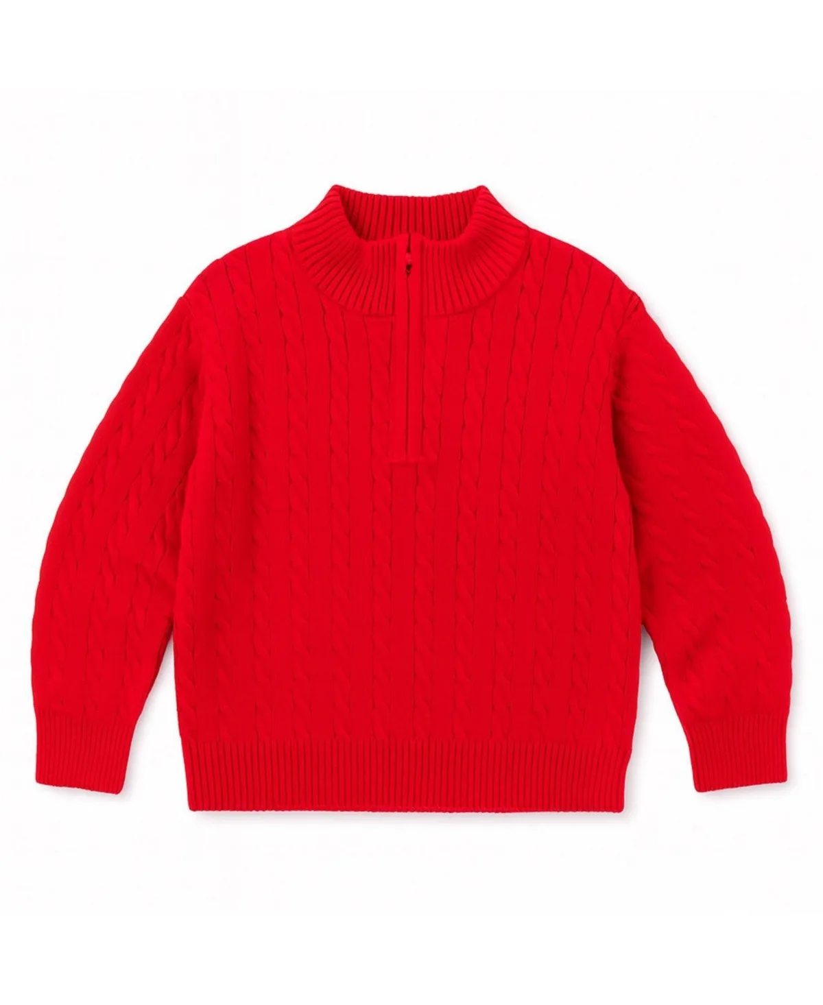 Cable-Knit Mock Neck Front Zipper Sweater by Florence Eiseman