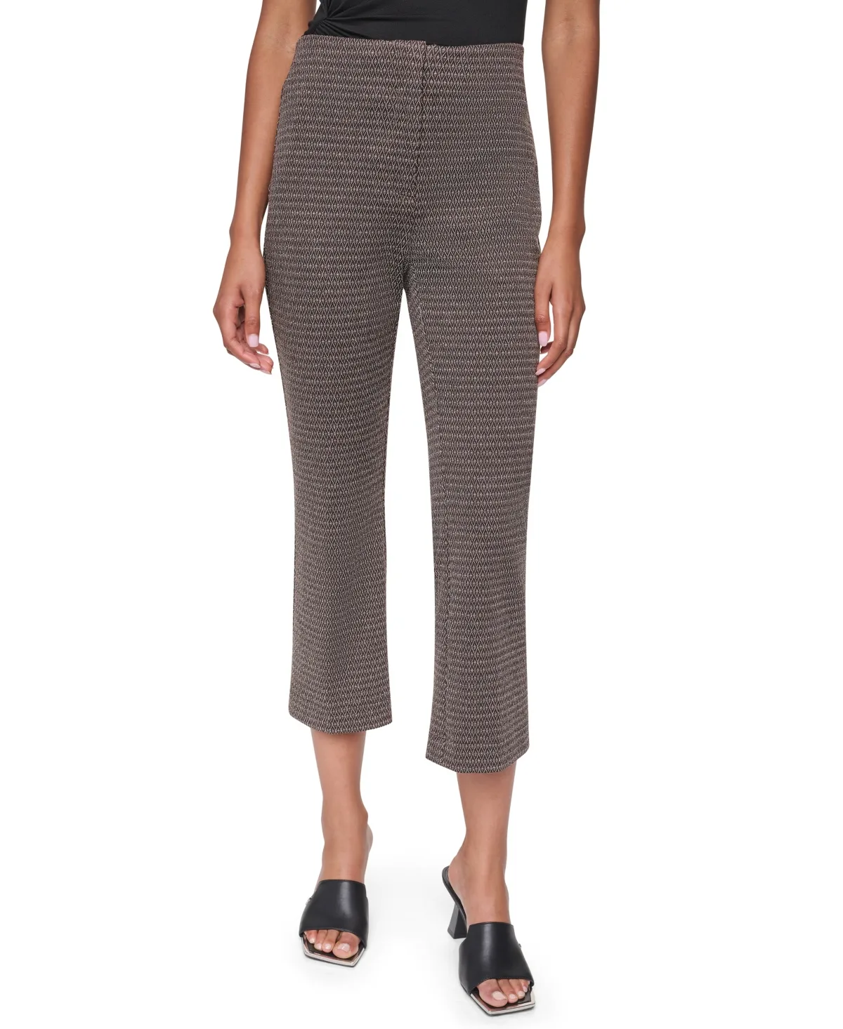 Knit Diamond Jacquard Straight-Leg Pants by DKNY