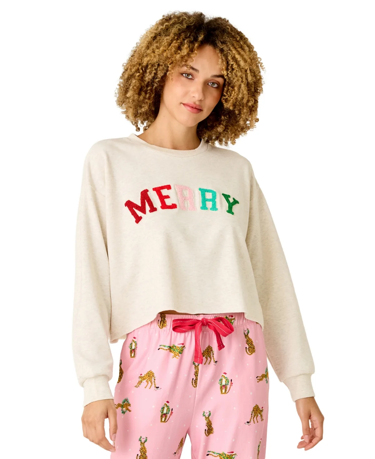 Very Merry Cropped Long-Sleeve Sweatshirt by PJ Salvage