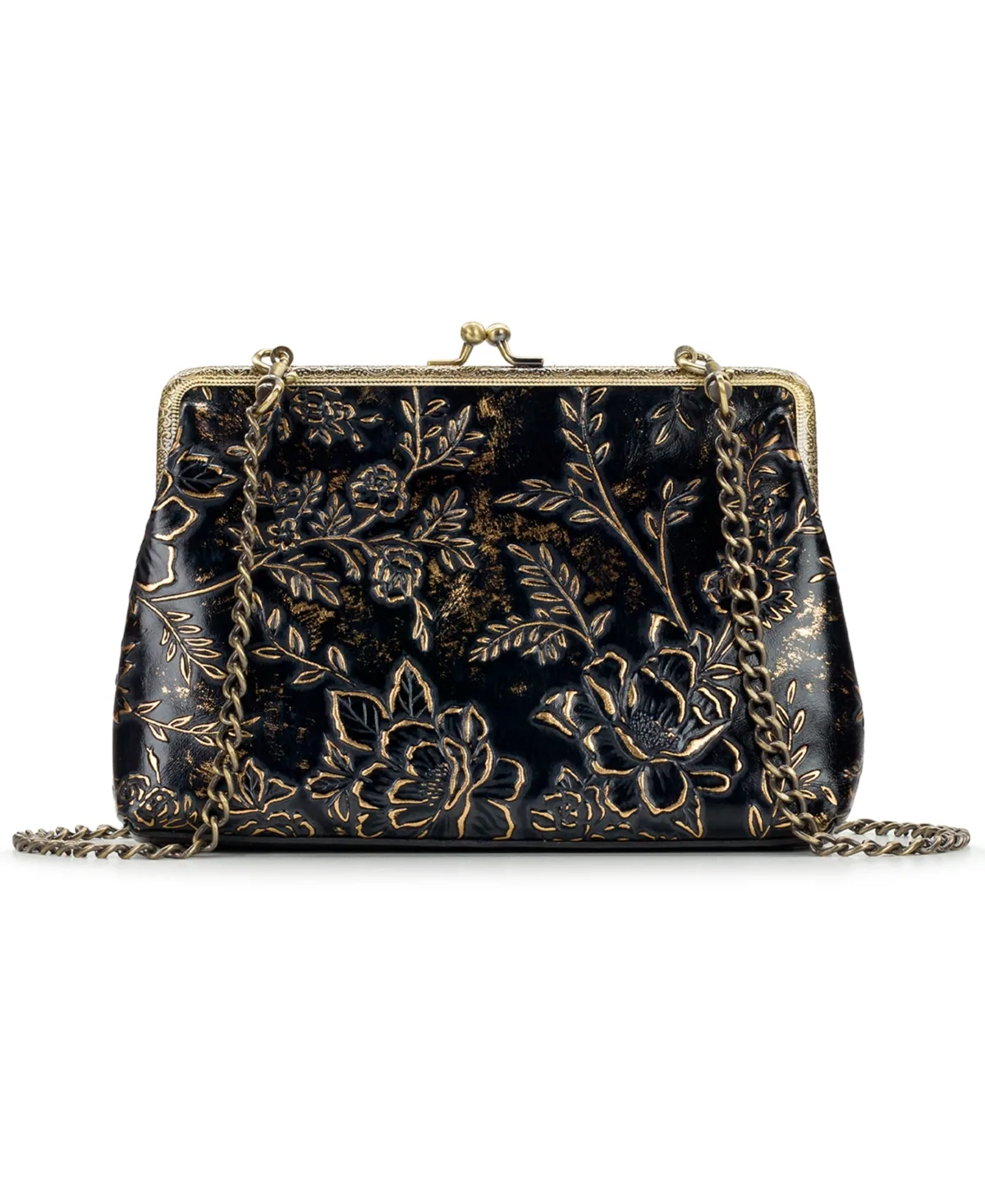 Borriana Kiss-Lock Small Full-Grain Leather Crossbody Handbag by Patricia Nash