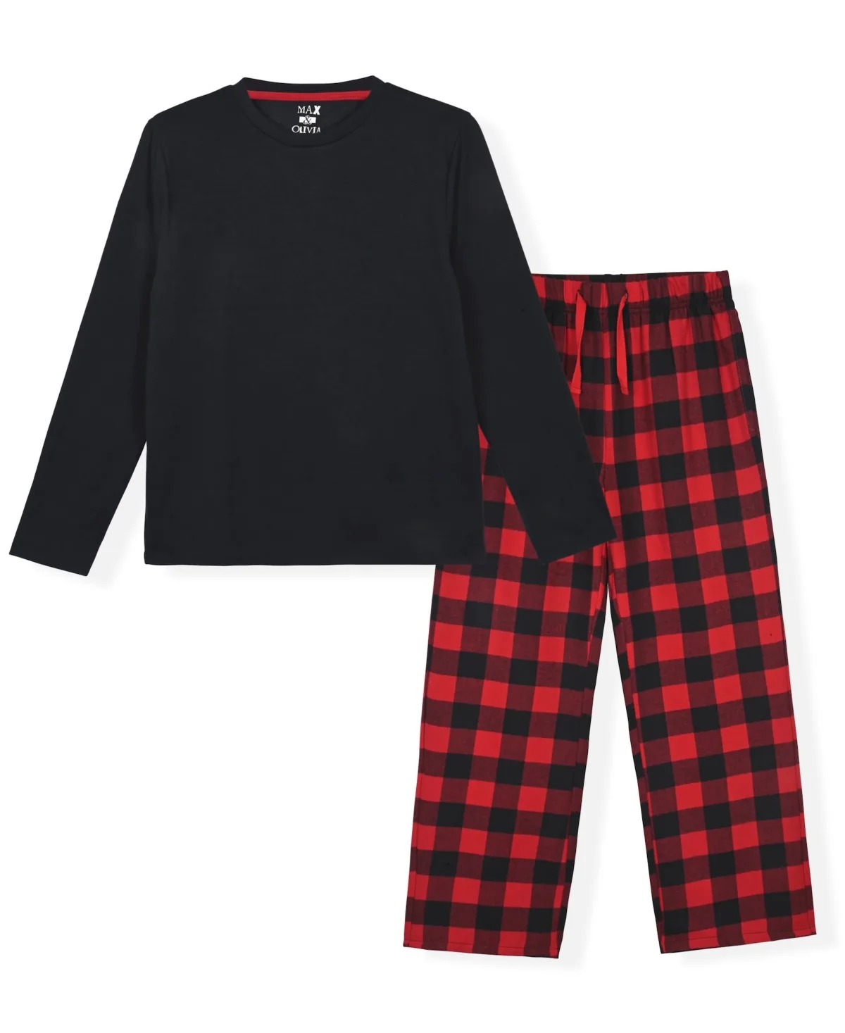Long-Sleeve Top and Buffalo Check Woven Pants Pajama, 2-Piece Set by Max & Olivia