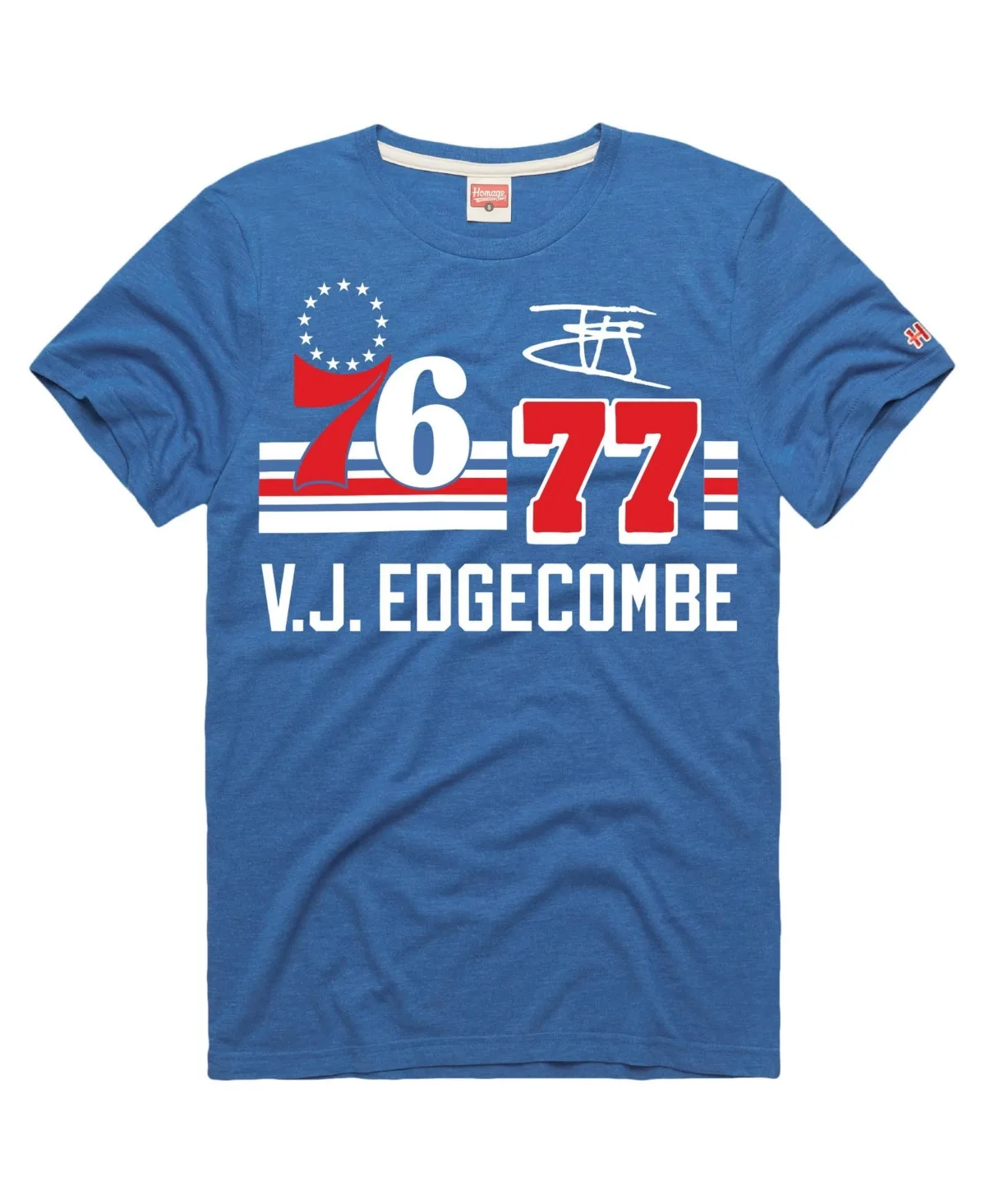 Homage Vj Edgecombe Philadelphia 76ers Jersey Remix Tri-Blend T-Shirt by Homage