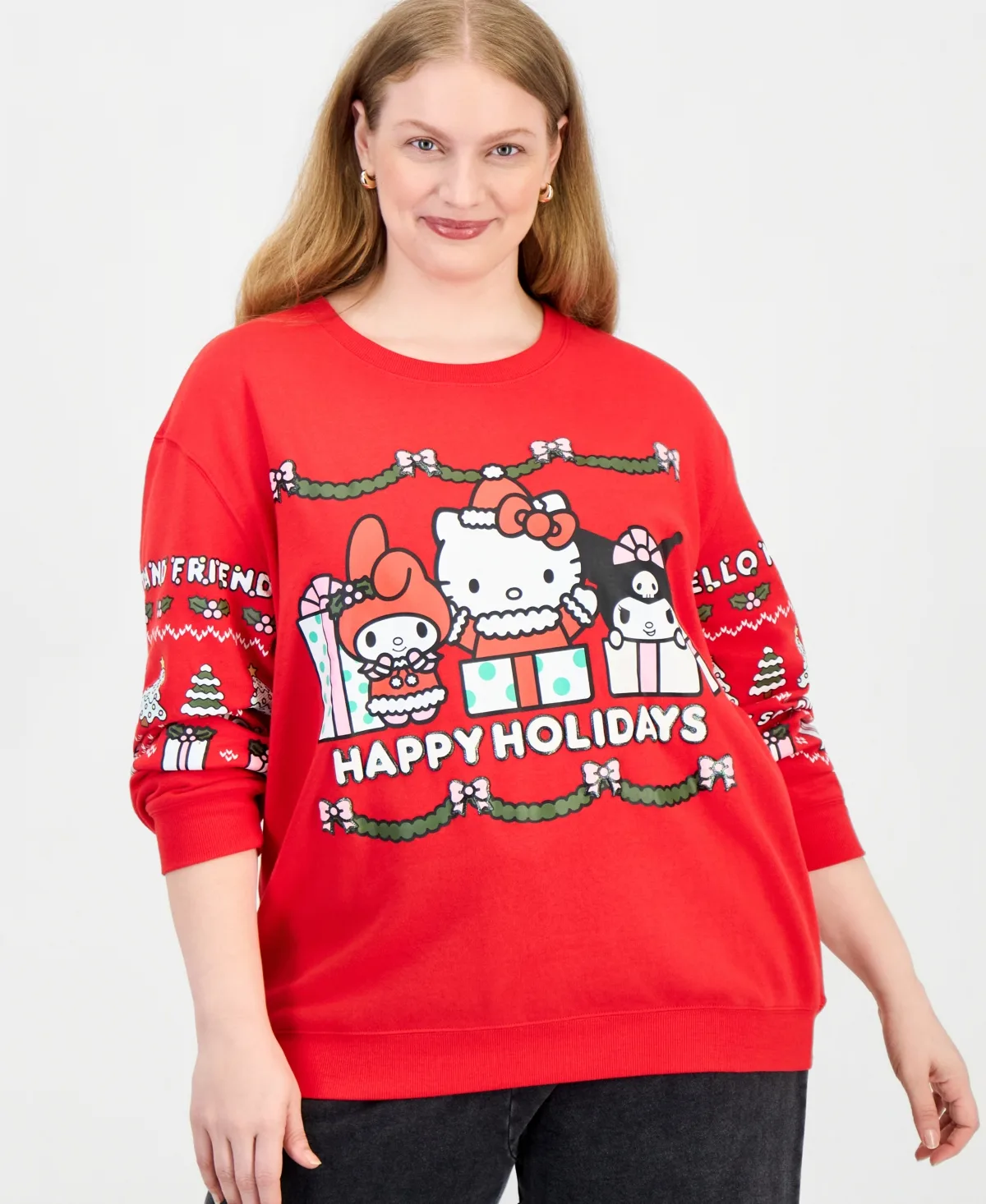 Hello Kitty Graphic Holiday Crew Sweatshirt by Love Tribe