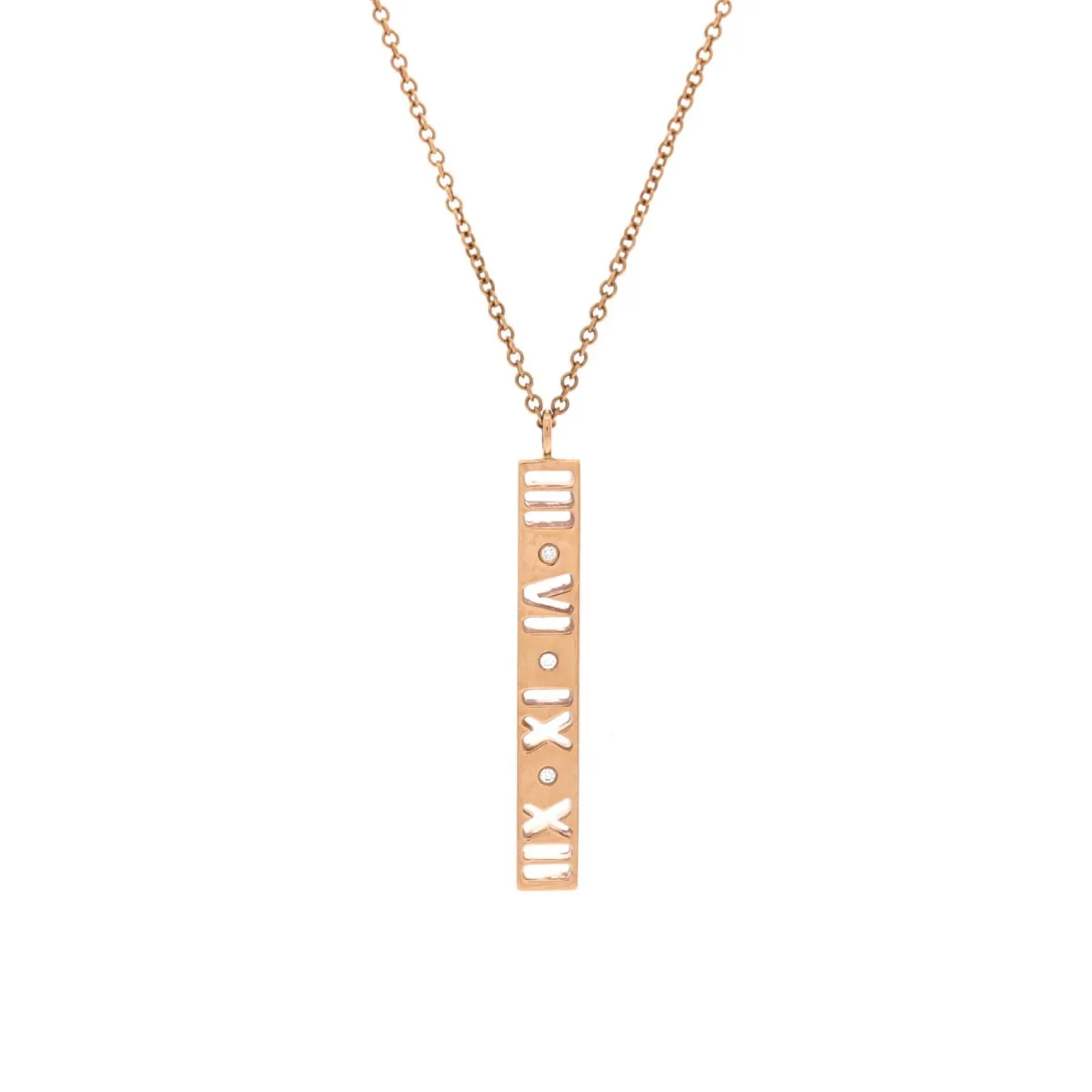 Pre-Owned Tiffany & Co Atlas Pierced Bar Drop Pendant Necklace - 18k Rose Gold by Tiffany & Co.