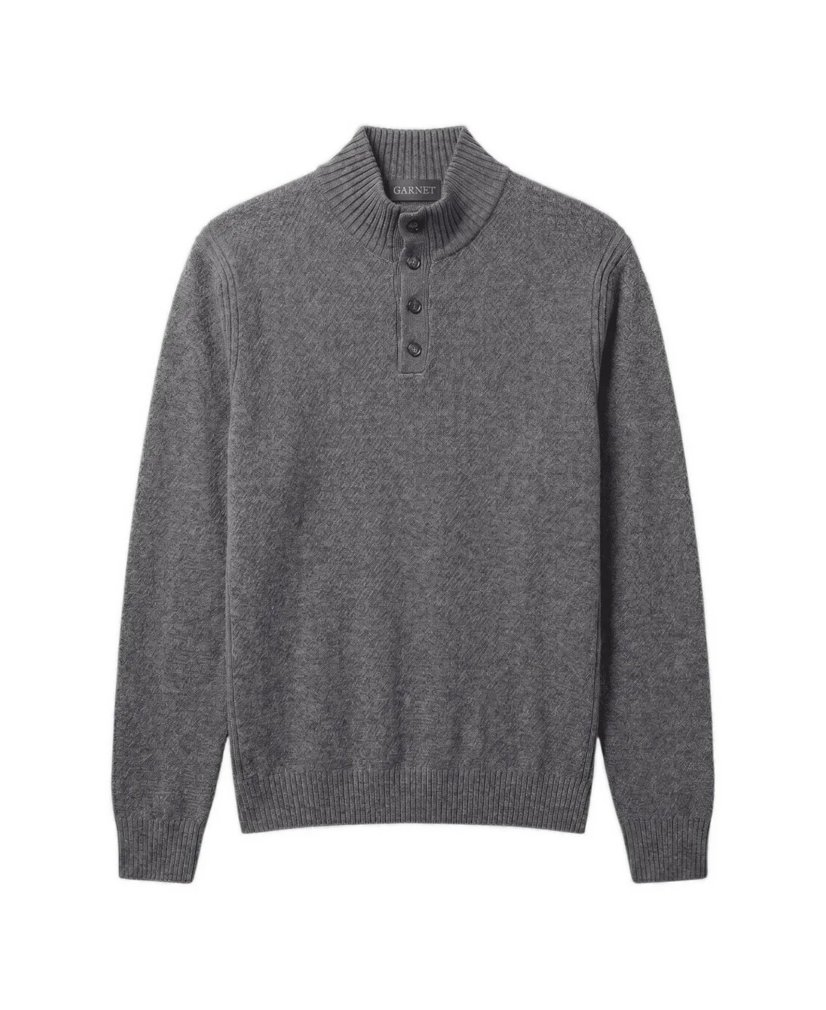 Regular-Fit Button-Placket Mock Neck Wool-Blend Sweater by Garnet
