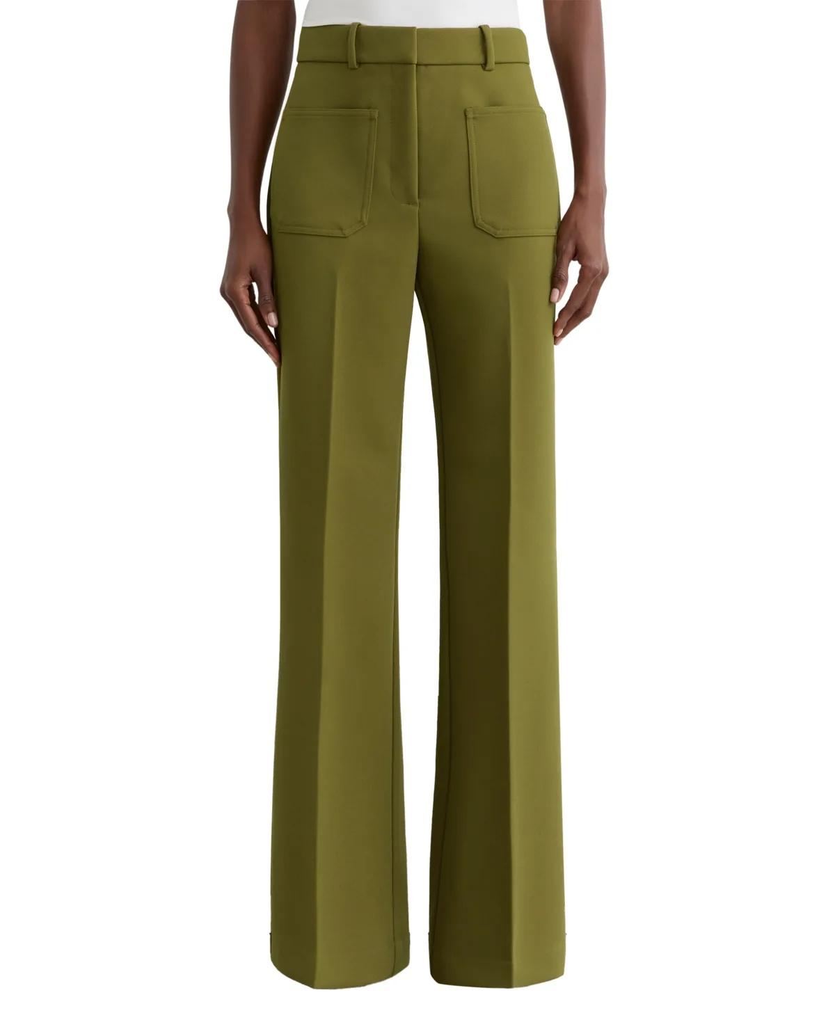 Priya Twill High-Rise Flared Pants by Reiss