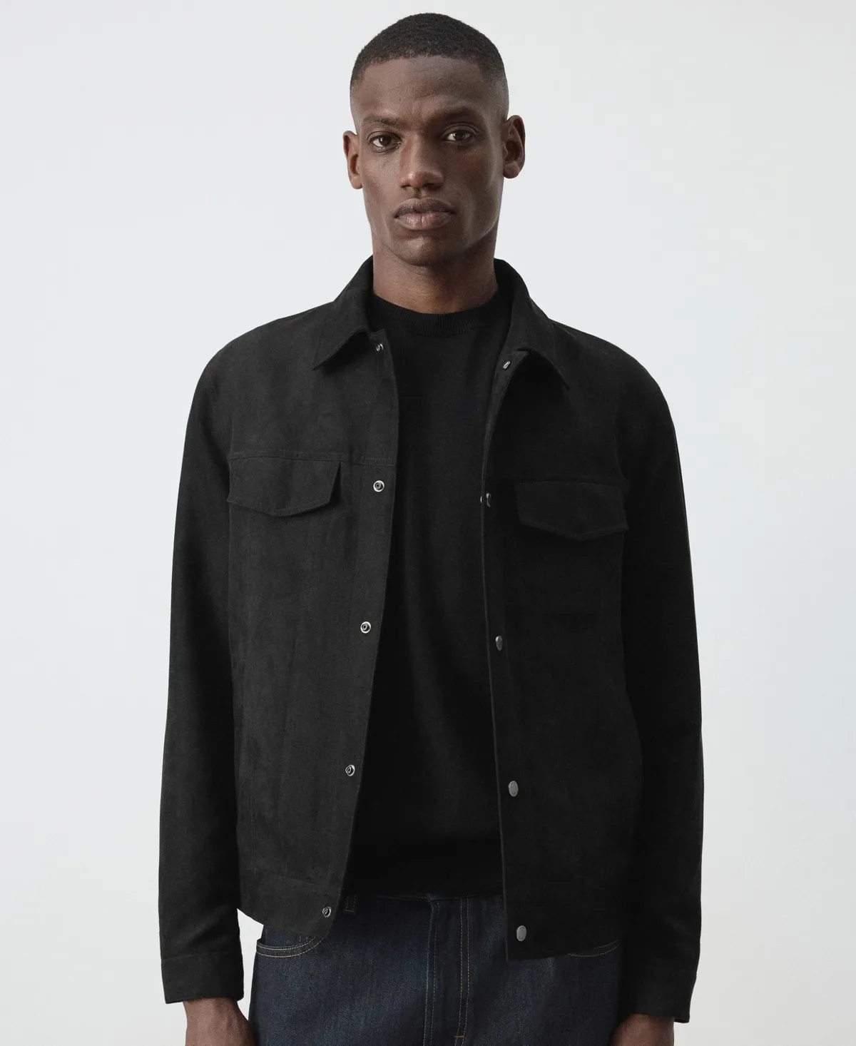Straight-Fit Shirt-Collar Denim Jacket by Mango
