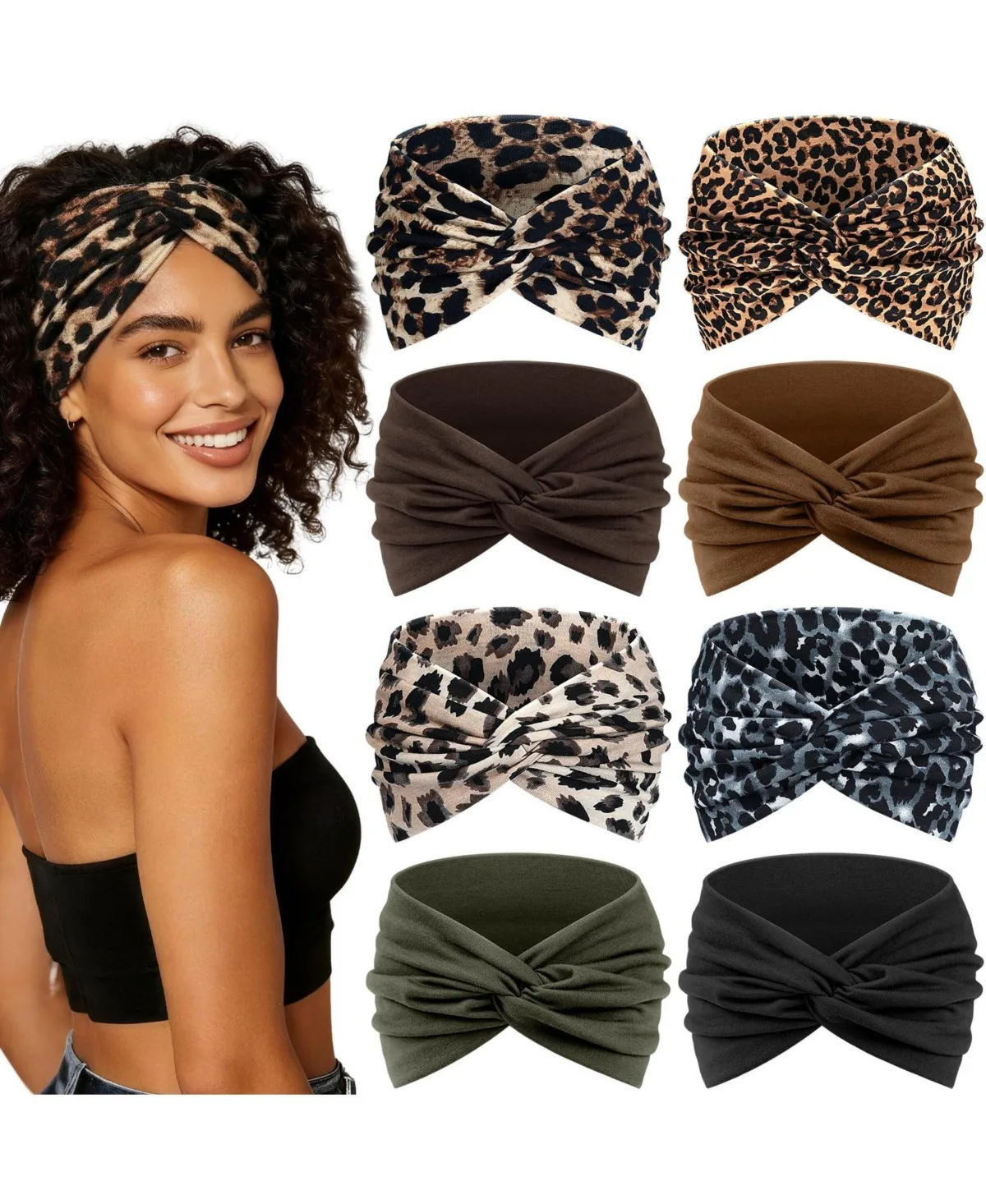 Boho Wide Knotted Headband, 8-Piece Set by Furlihong