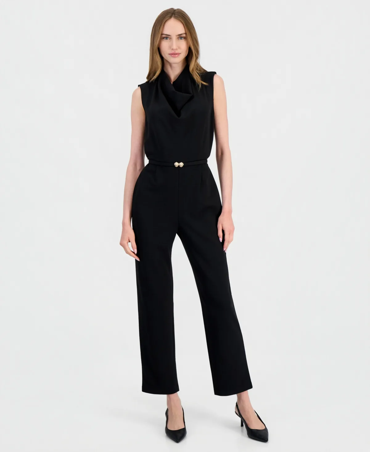 Cowl-Neck Sleeveless Jumpsuit by Anne Klein
