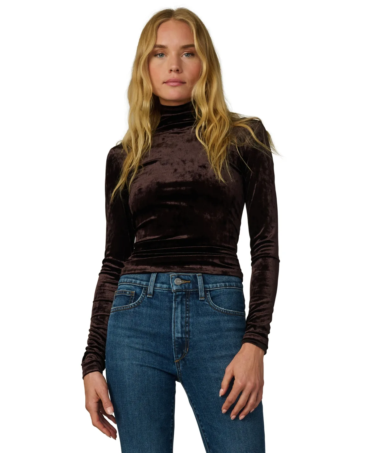 Tony Long Crush Velvet Turtleneck Long-Sleeve T-Shirt