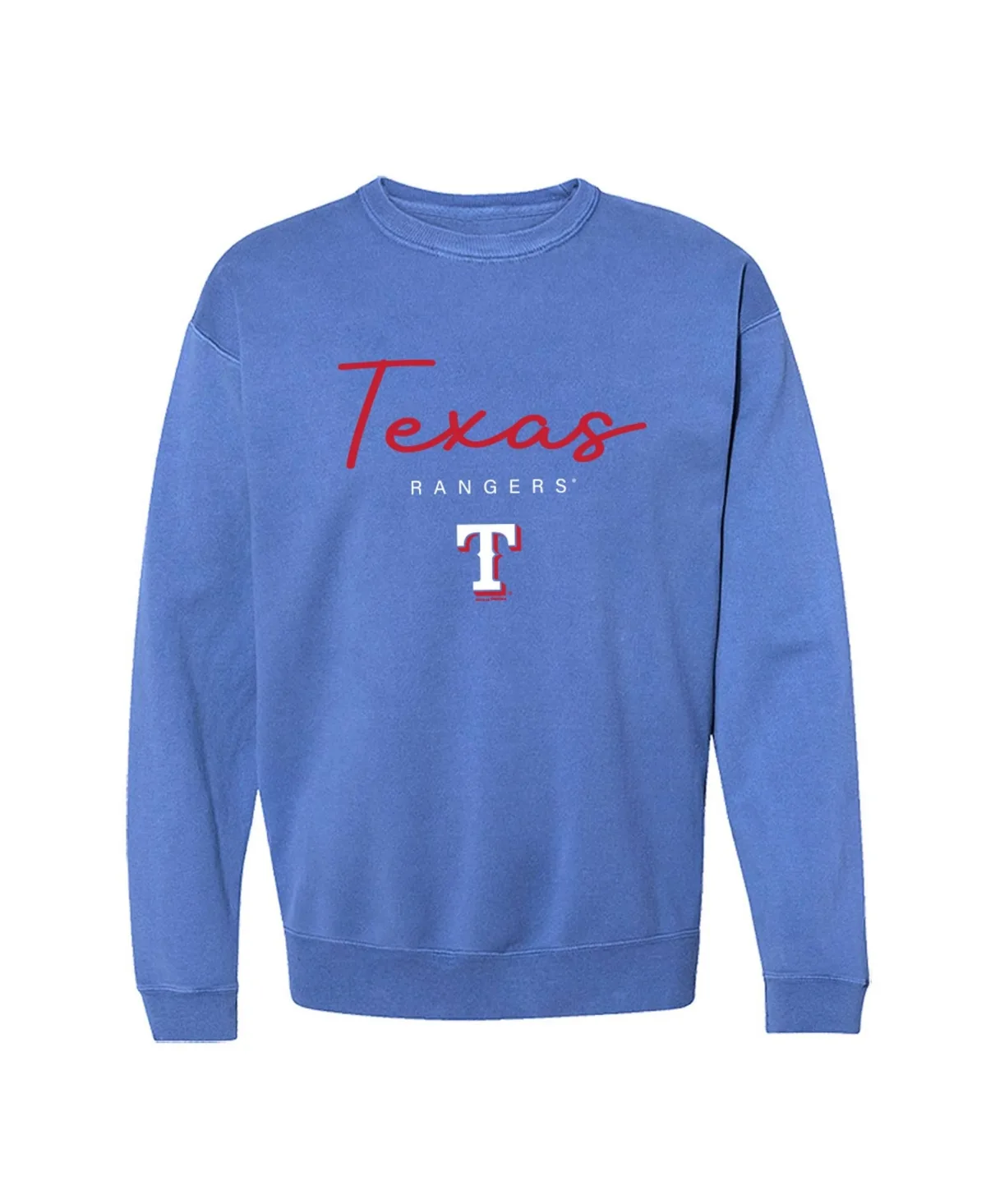Soft as a Grape Light Blue Texas Rangers Pigment Dye Crewneck Sweatshirt by Soft As a Grape