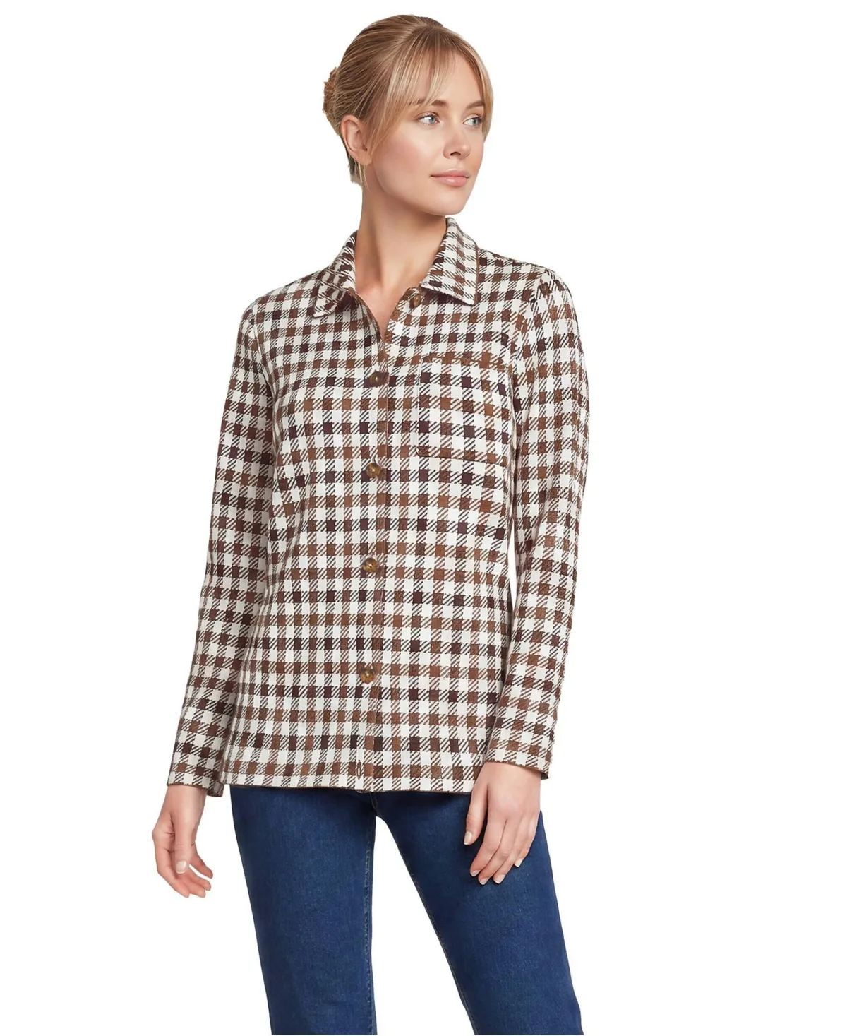 Cotton Jacquard Barn Jacket Sweater by Lands' End