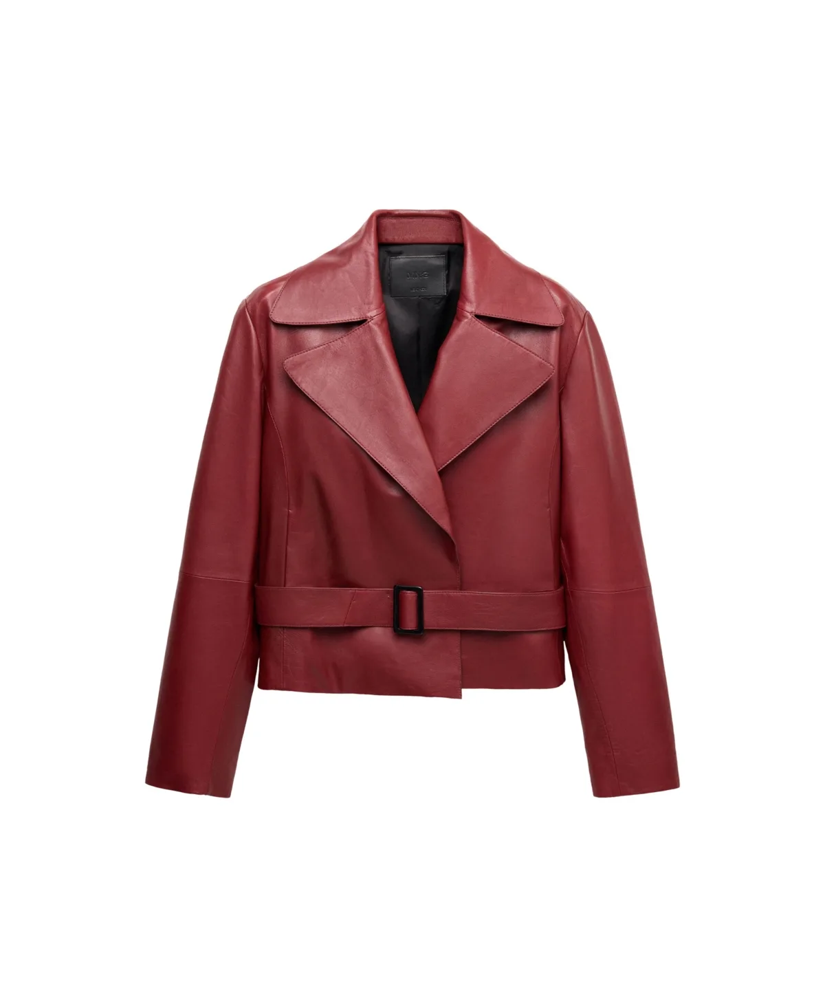 Selection Leather Belted Cropped Trench Jacket by Mango