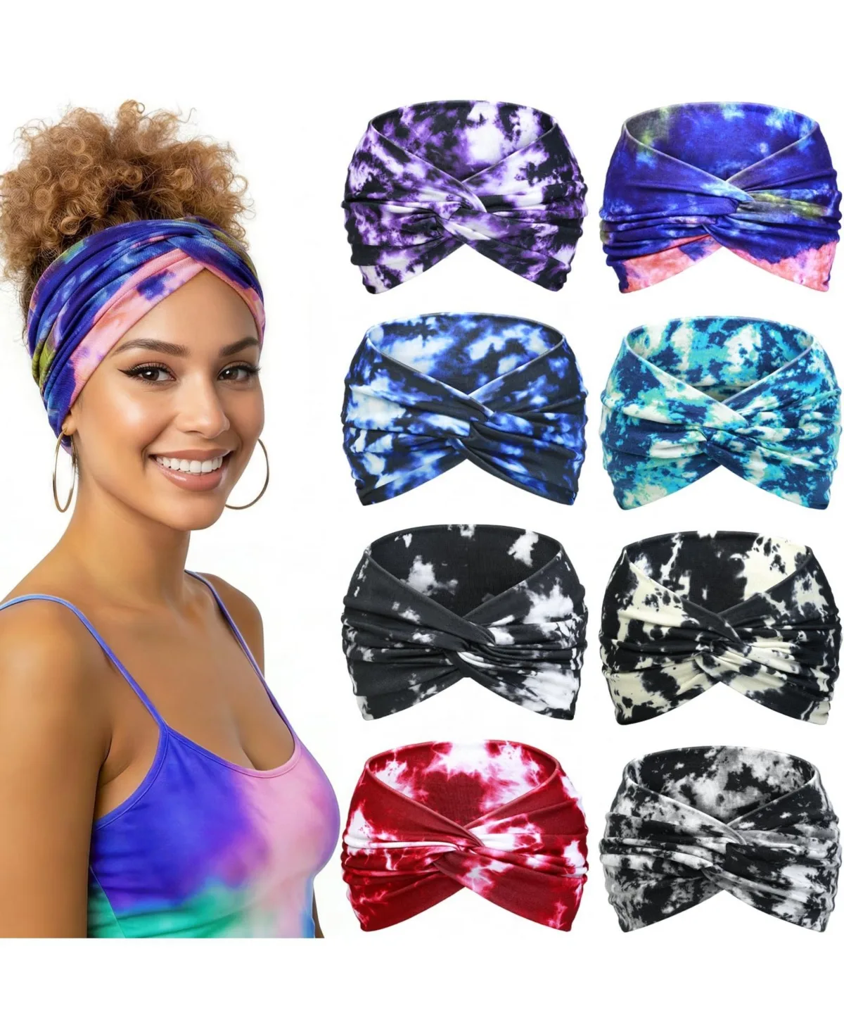 Boho Wide Knotted Headband, 8-Piece Set by Furlihong