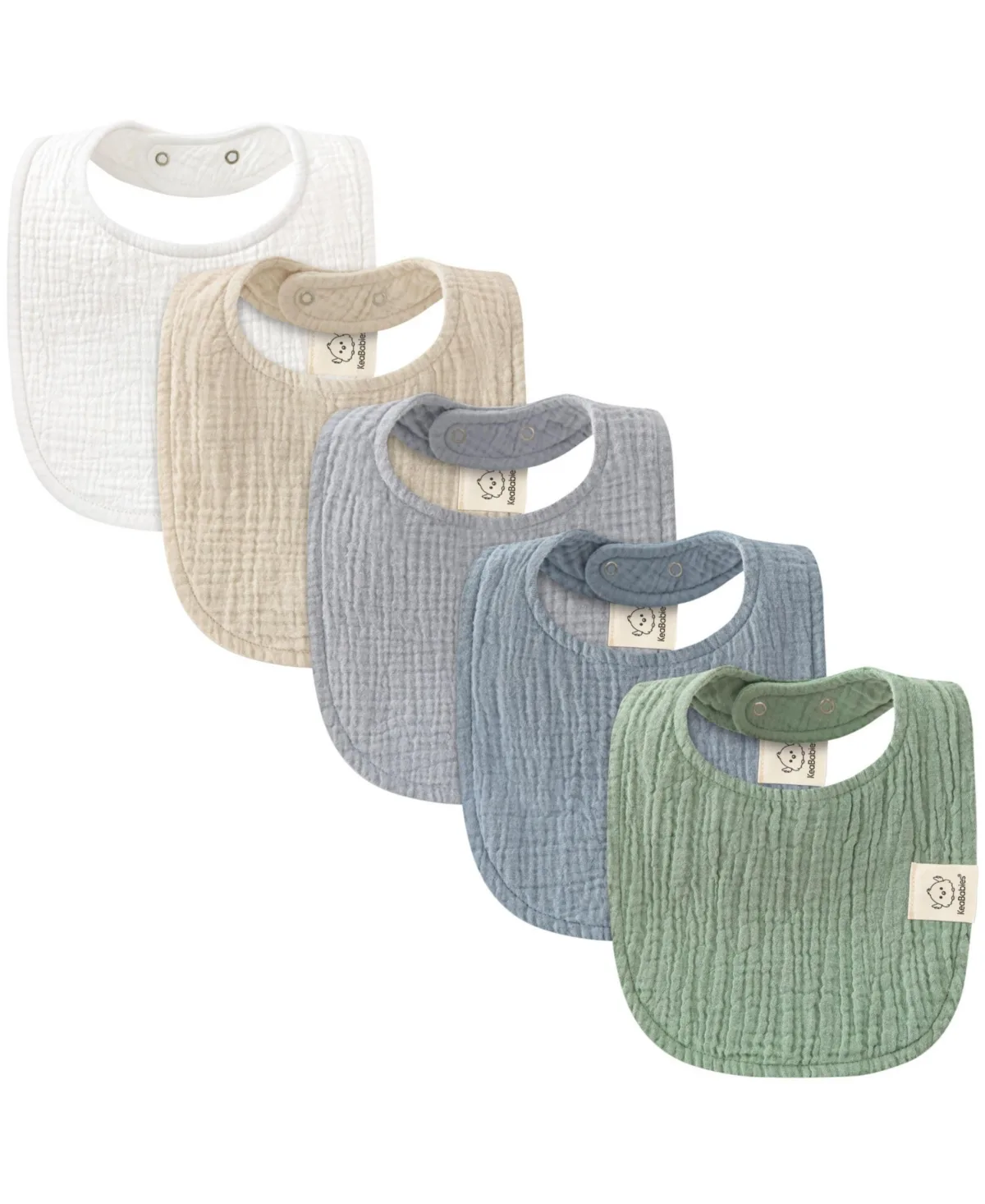 Lyra Muslin Baby Bibs for Drooling and Teething, 5-Pack Soft Cotton Bibs by Keababies