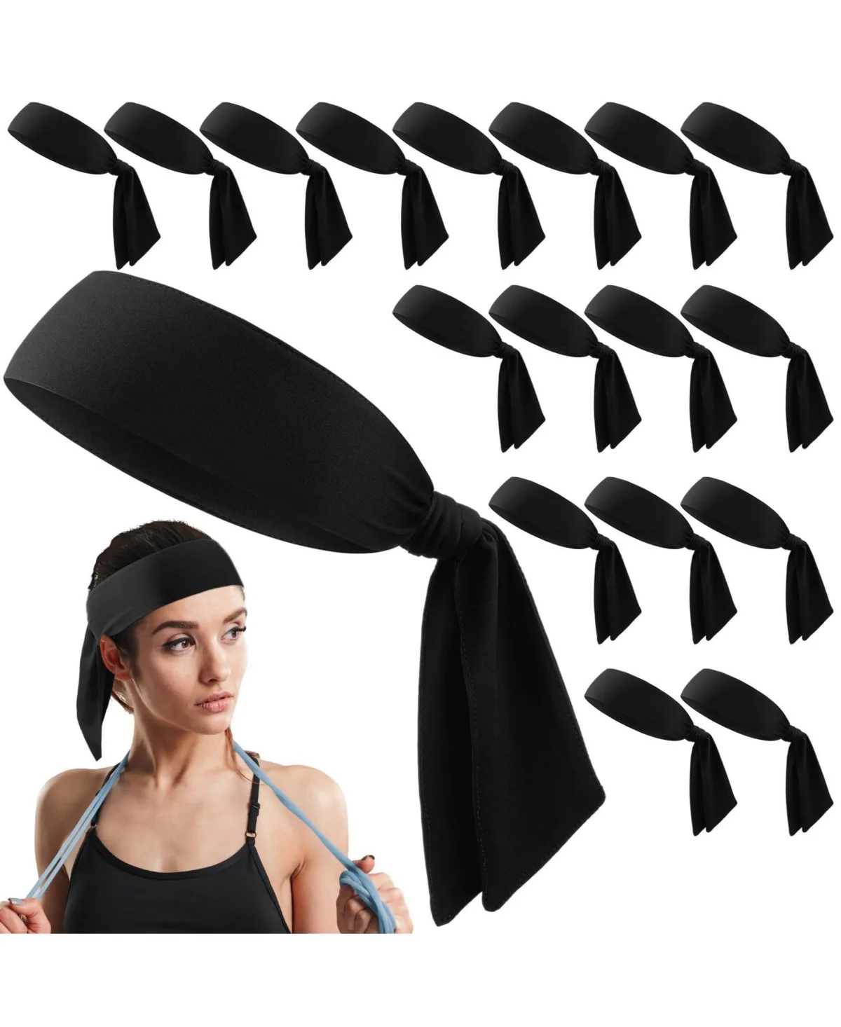 18 Pack Tie Headbands Sports Sweatbands by Sportneer