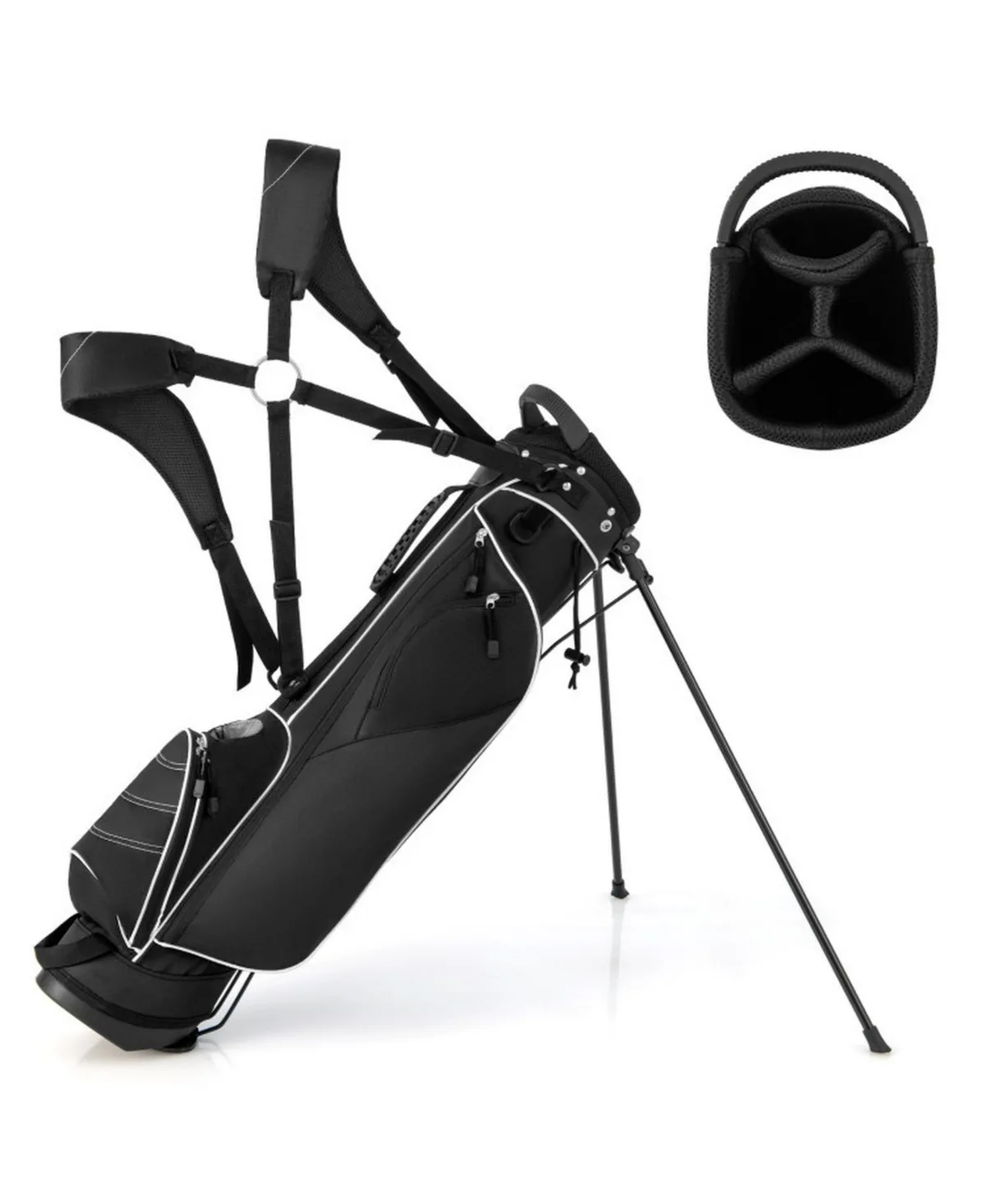 Golf Stand Cart Bag with 4 Way Divider Carry Organizer Pockets, for Indoor or Outdoor Sports Training and Recreation by Sevorley