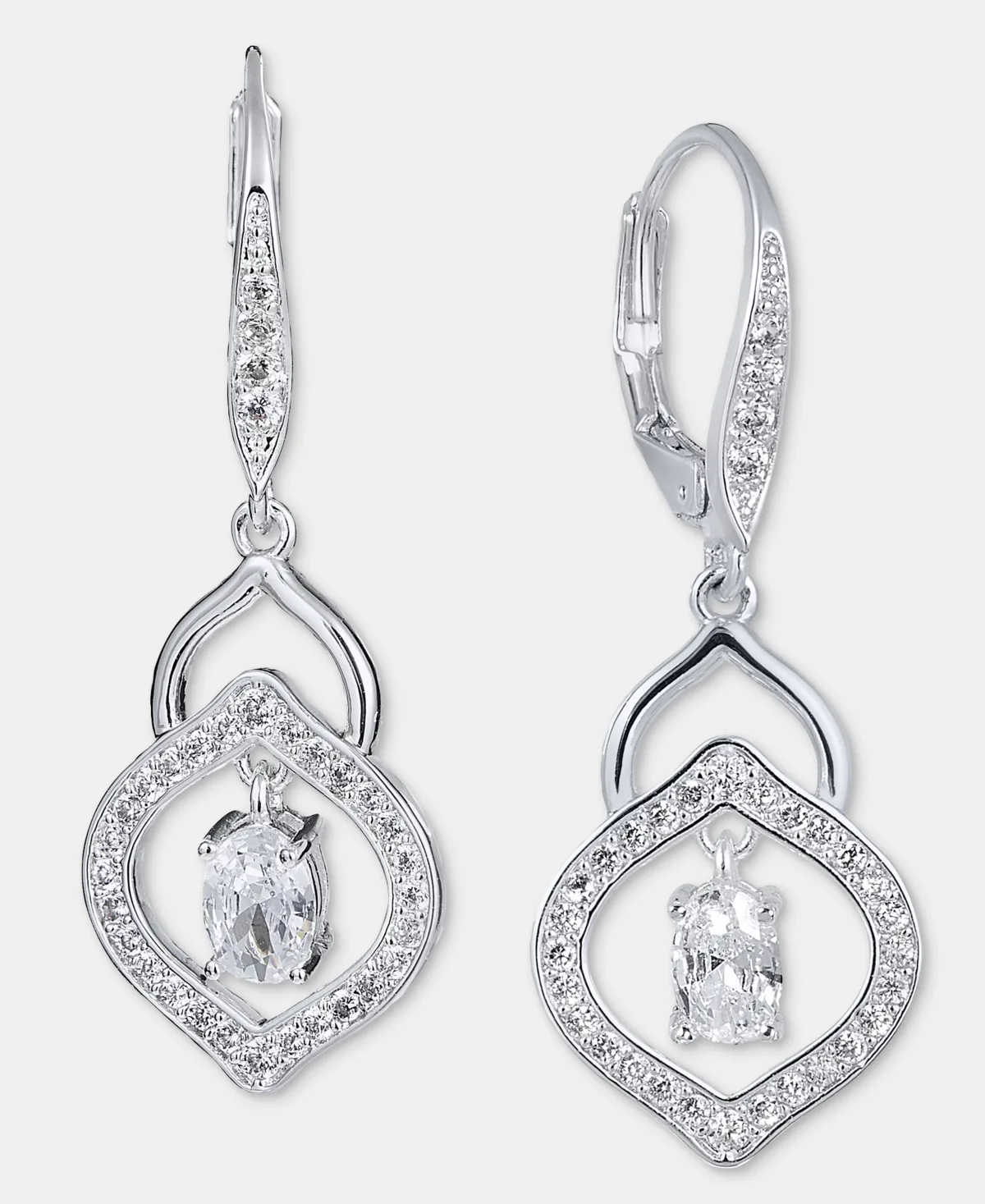 Cubic Zirconia Oval and Navette Drop Earrings by Anne Klein