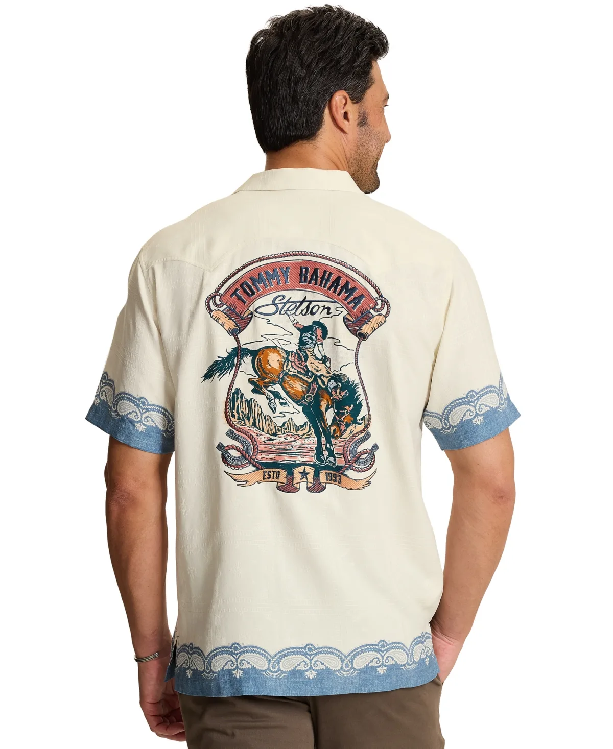 Life of the Rodeo Western Short-Sleeve Bungalow Collar Silk Shirt by Tommy Bahama