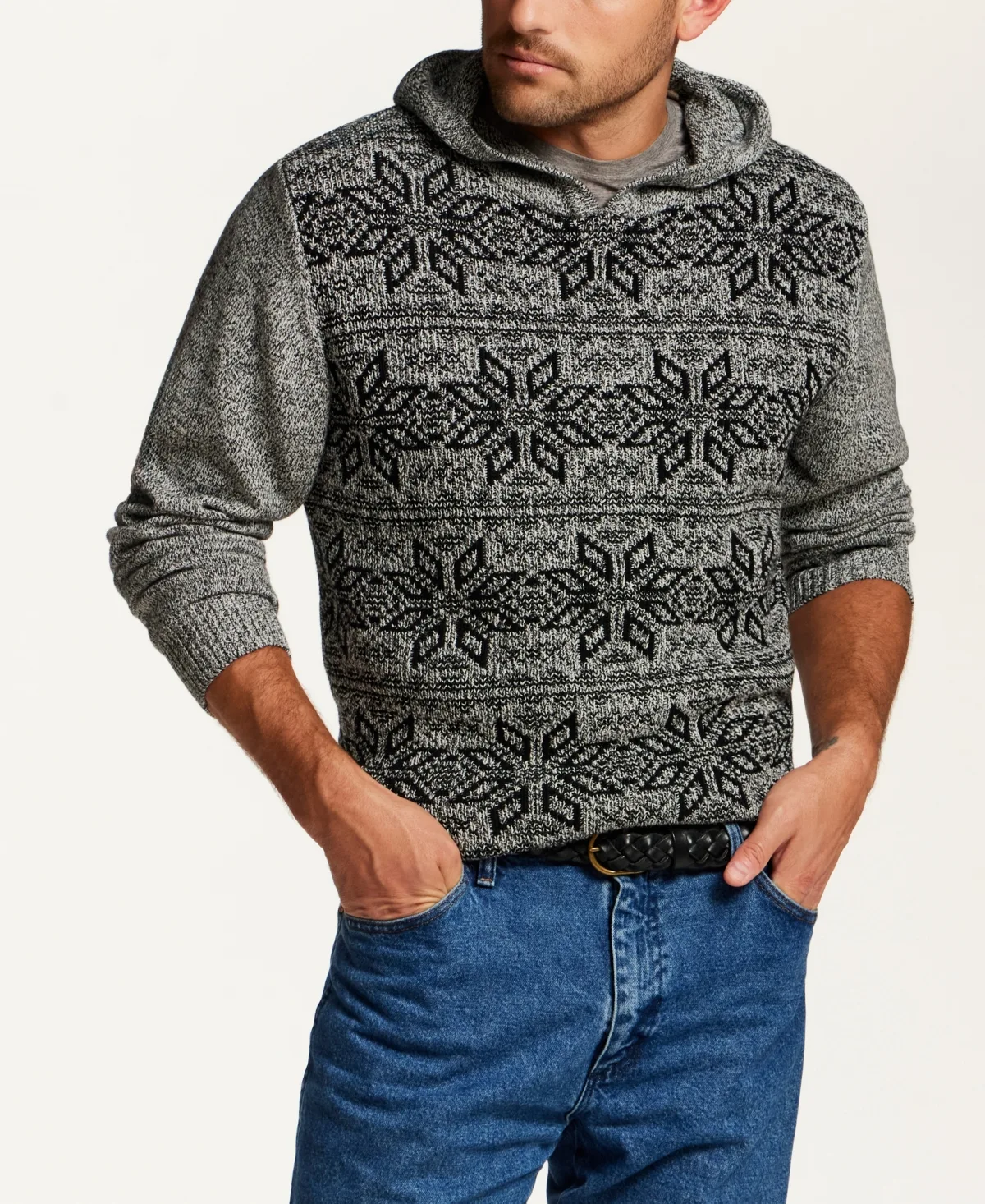 Marled Snowflake Cotton Hooded Pullover by Weatherproof Vintage