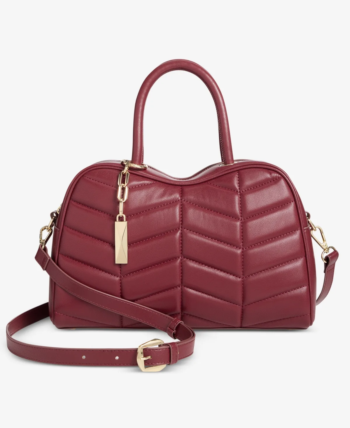 Faux Leather Quilted Satchel with Adjustable Strap by INC International Concepts