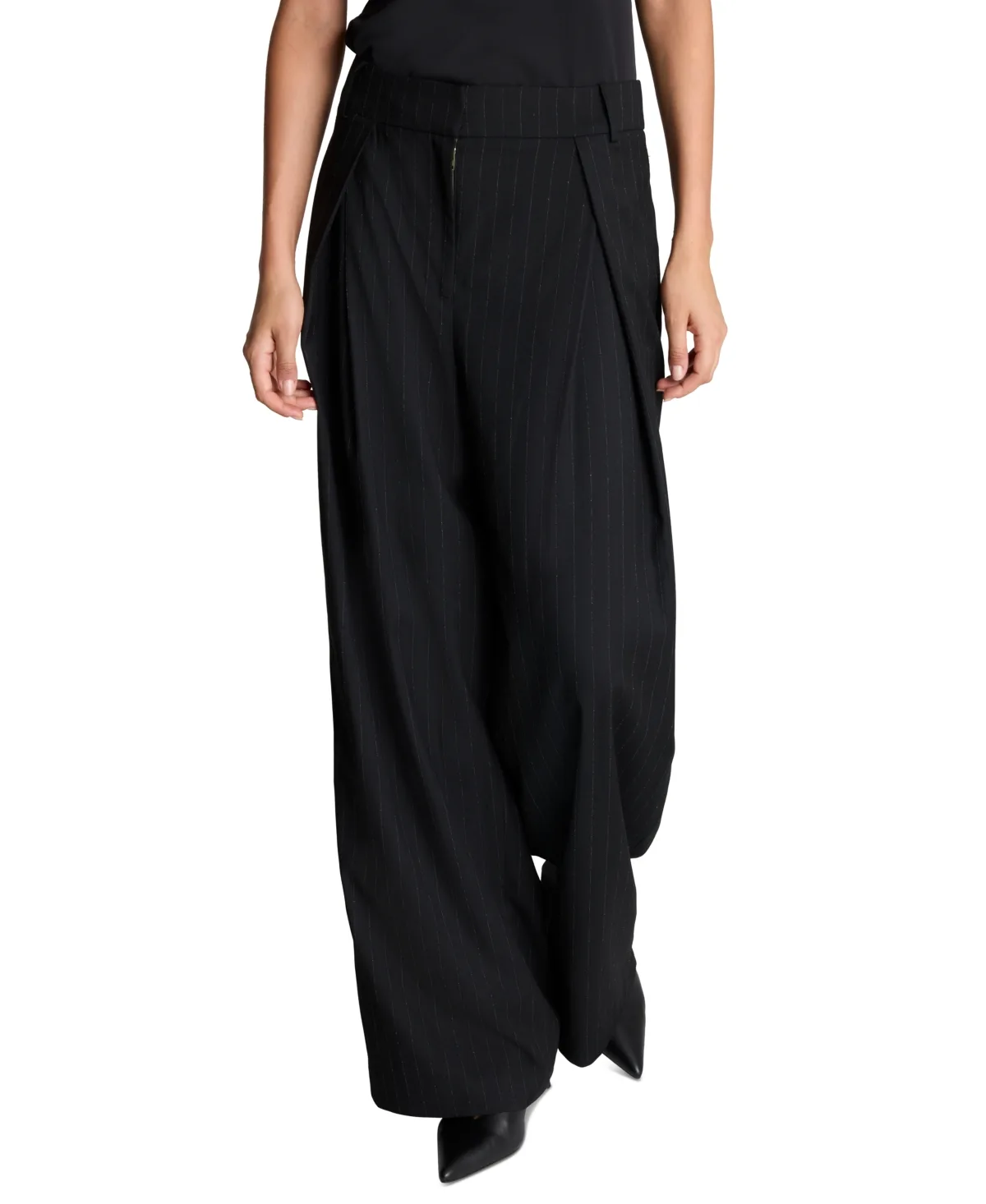Plaid Wide-Leg Triple-Pleat Pants by Kenneth Cole