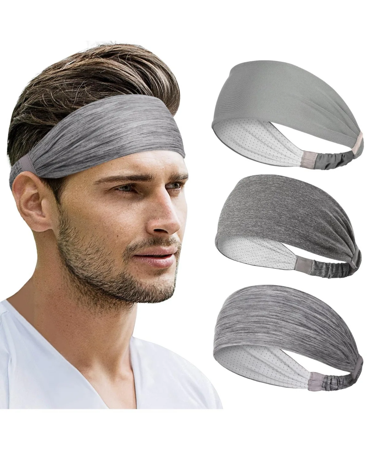 3 Pack Wicking Elastic Non Slip Athletic Workout Headbands for Running Basketball Cycling by Furlihong