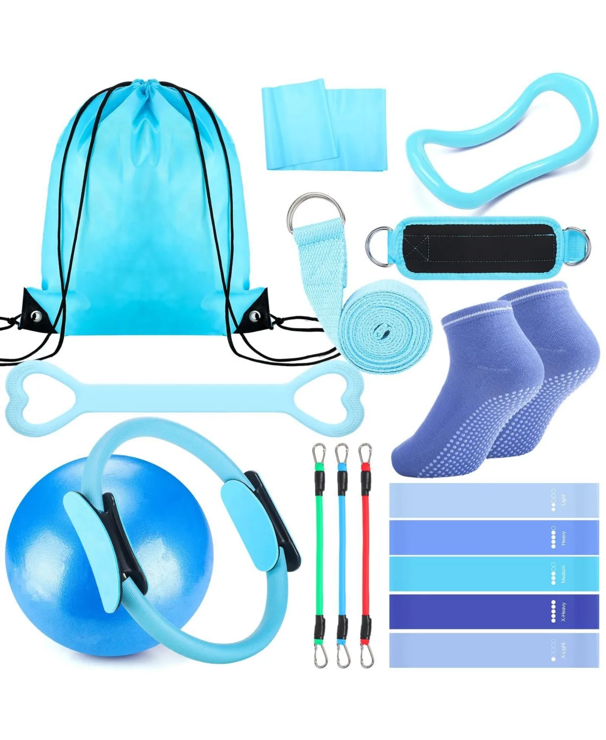 18 Piece Pilates Ring Set Complete Home Workout Fitness Accessories by Sportneer
