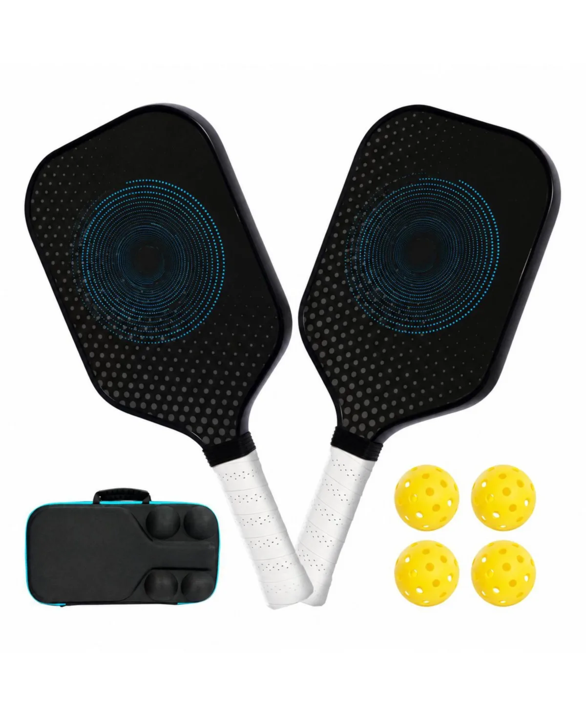 Pickleball Paddles Set of 2 with 4 Outdoor Balls Carry Bag Lightweight Carbon Fiber by Sportneer