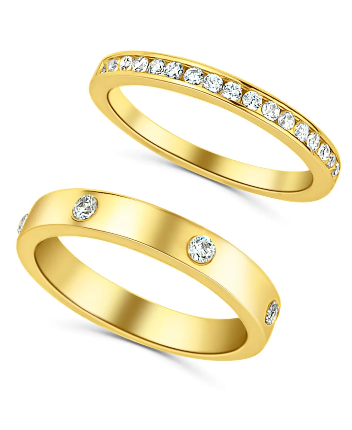 Cubic Zirconia Duo Band Ring, Set of 2 by And Now This