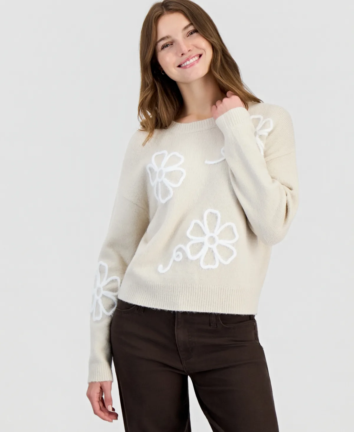 Eyelash Soutache Crewneck Sweater by Hooked Up by Iot