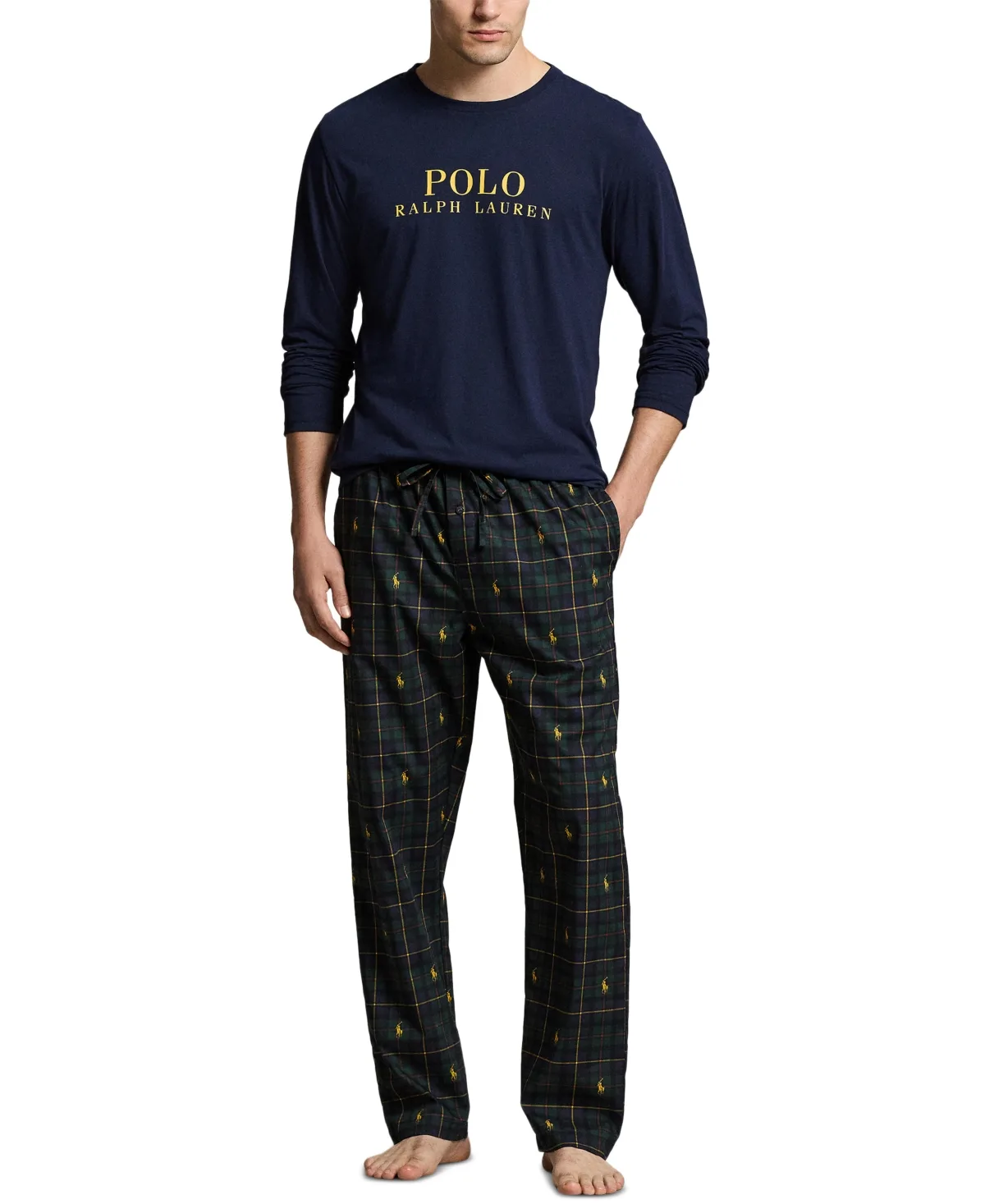 Crewneck Long-Sleeve Plaid Top and Pants, 2-Piece Set by Polo Ralph Lauren