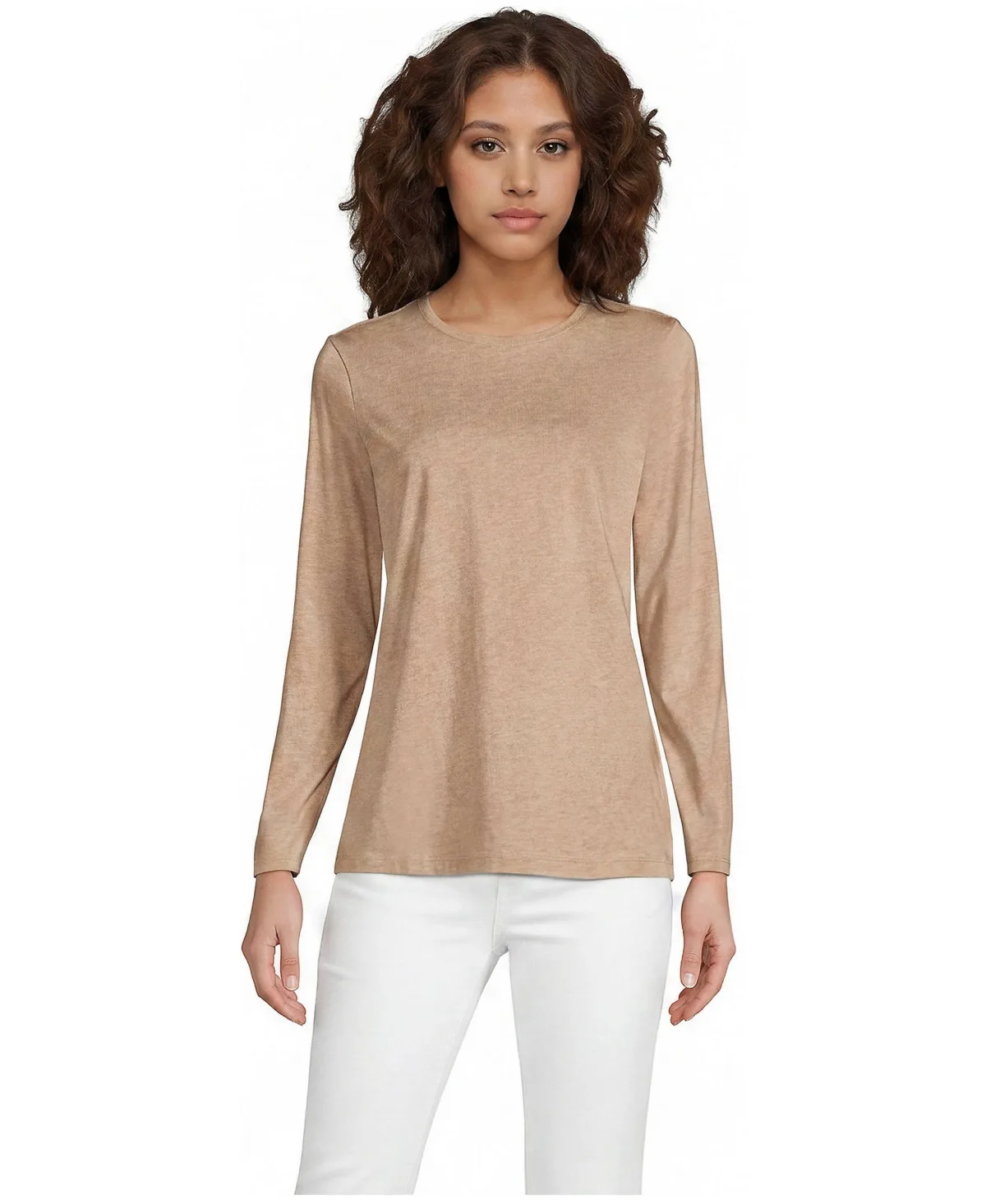 Relaxed Supima Cotton Long Sleeve Crew Neck T-Shirt by Lands' End