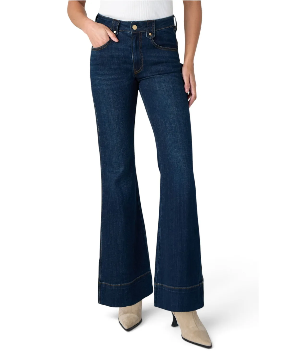 Hannah Outlaw High-Waisted Flare Dark Wash Jeans by Liverpool Los Angeles
