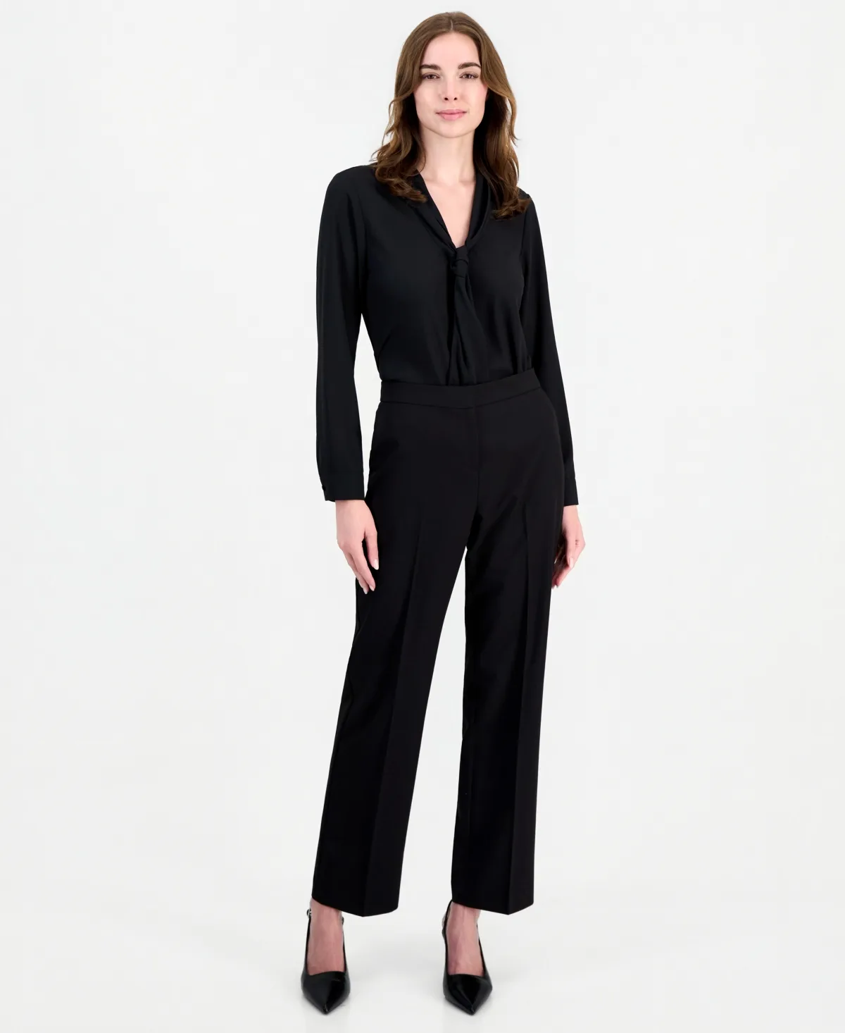 Straight Pant Straight-Leg Mid-Rise Pants by Tahari
