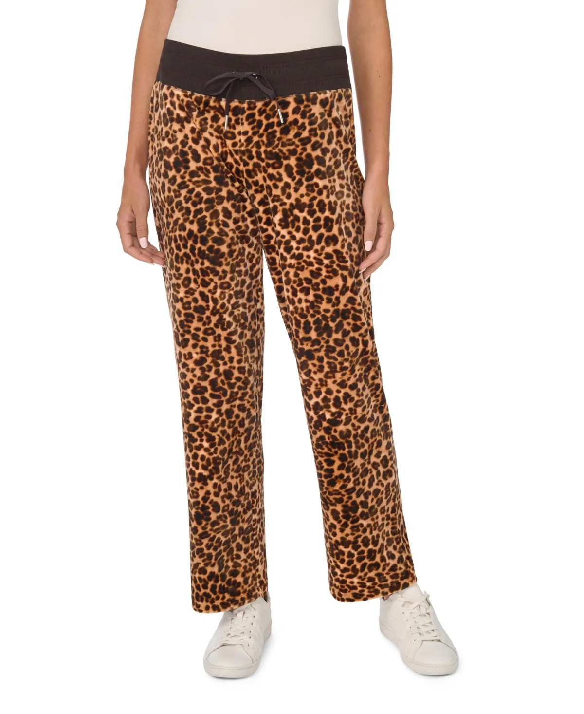 Leopard-Print Velvet Straight Pants by Vince Camuto