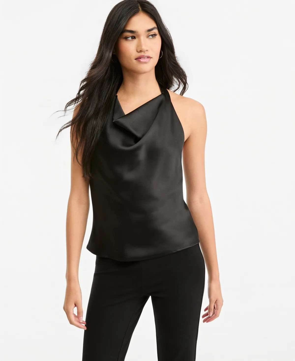 Satin Halter Open-Back Top