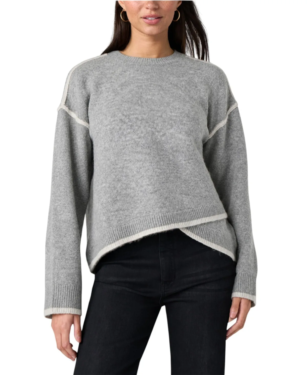 Crewneck Tulip-Hem Sweater by Liverpool Los Angeles