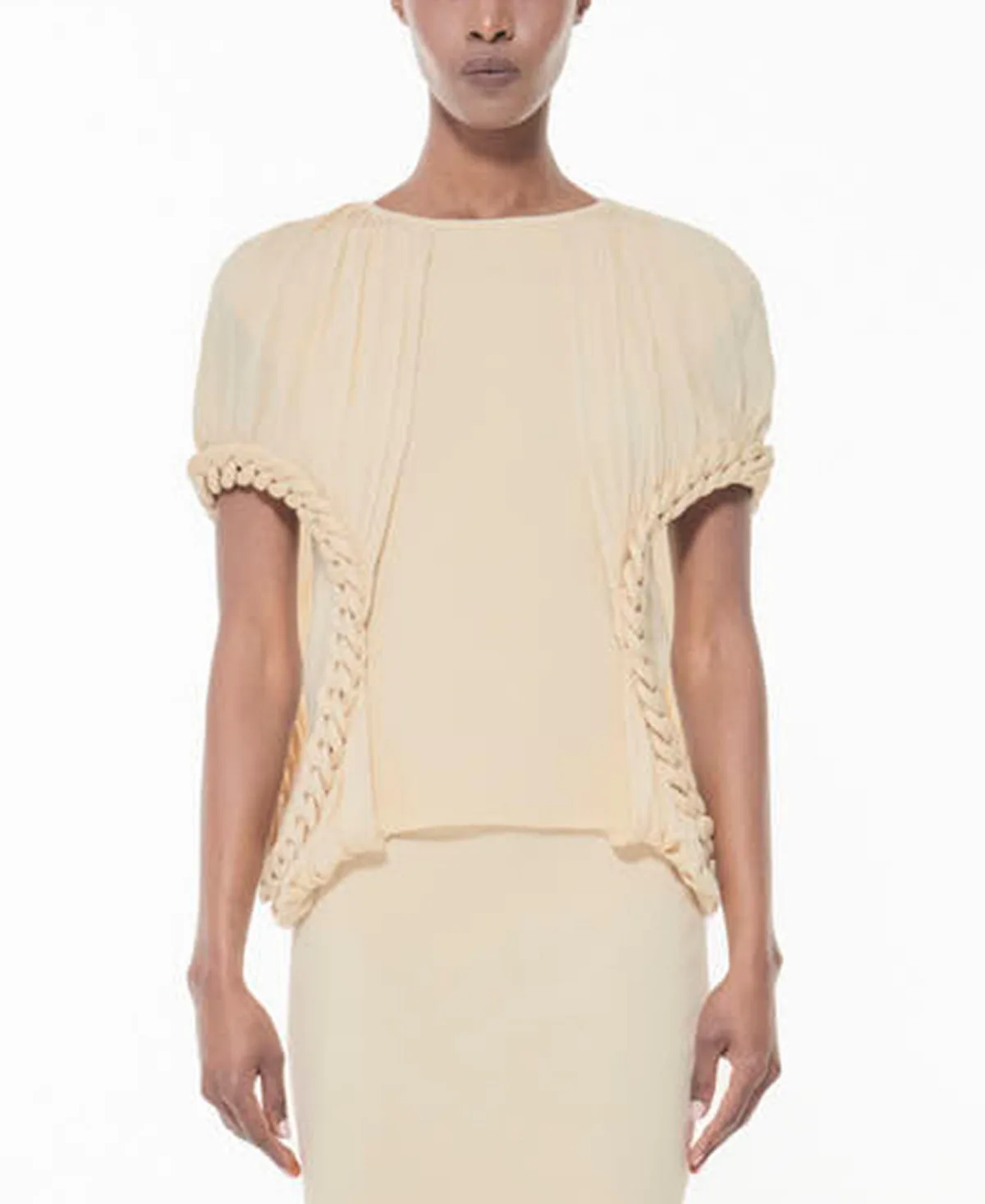 Fitted Knit Chain-Detail Top by Leem
